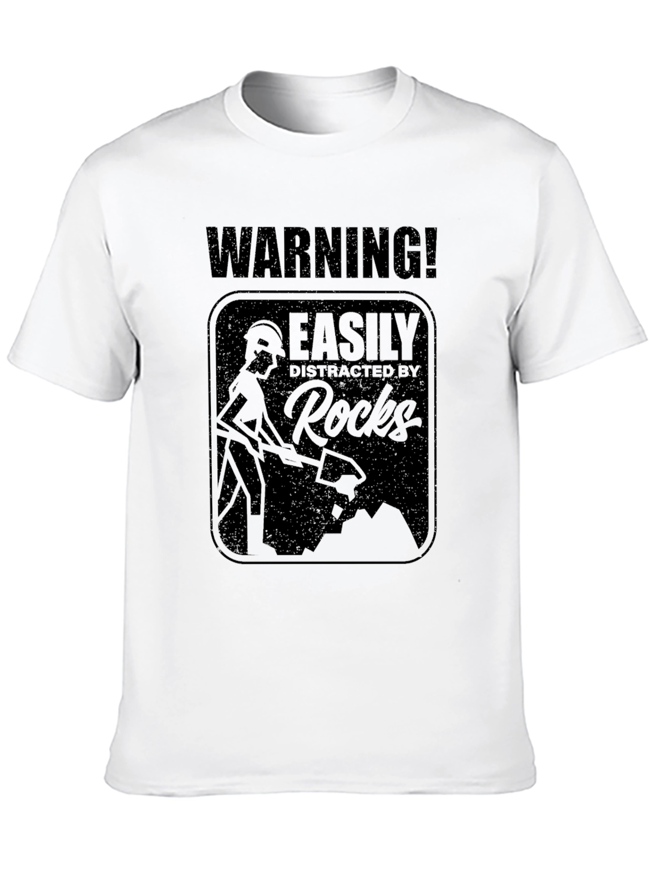 Black Warning! Easily Distracted By Rocks T-Shirt view 10