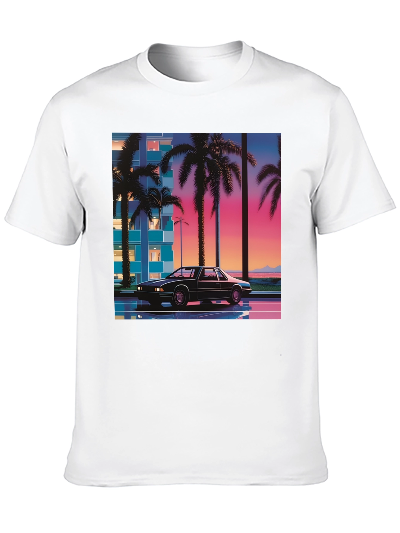 Black Retro Wave Car T-Shirt view 10