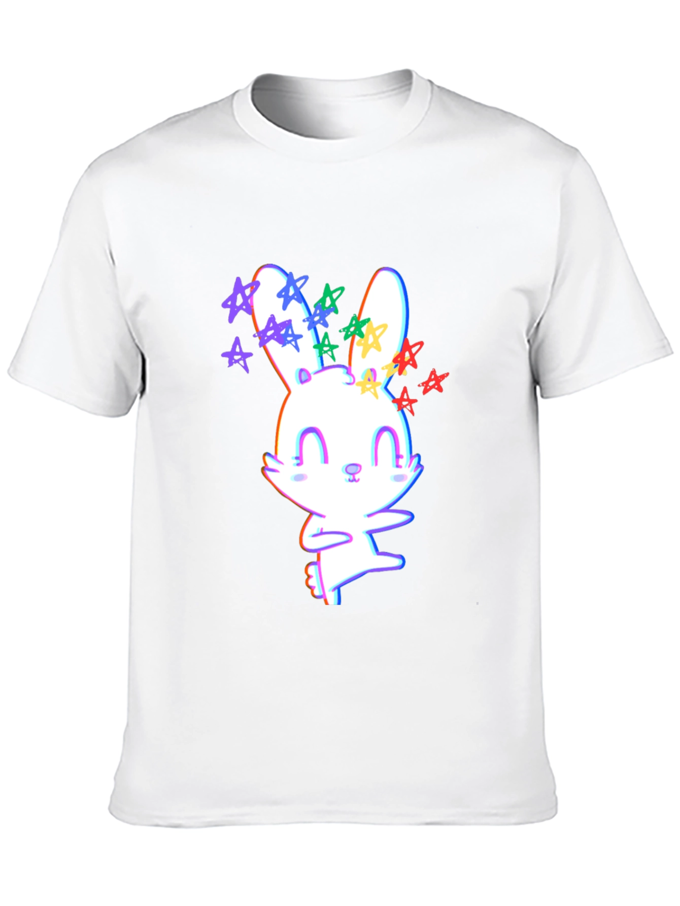 Black Cute Bunny with Stars Graphic T-Shirt view 10