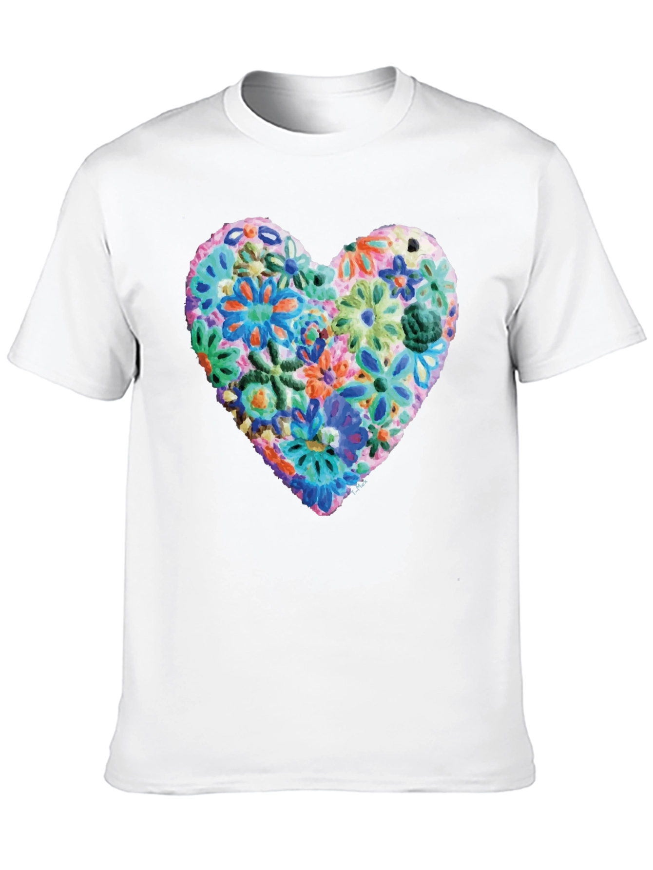 Black Floral Heart Graphic Print Crewneck T-Shirt view 10
