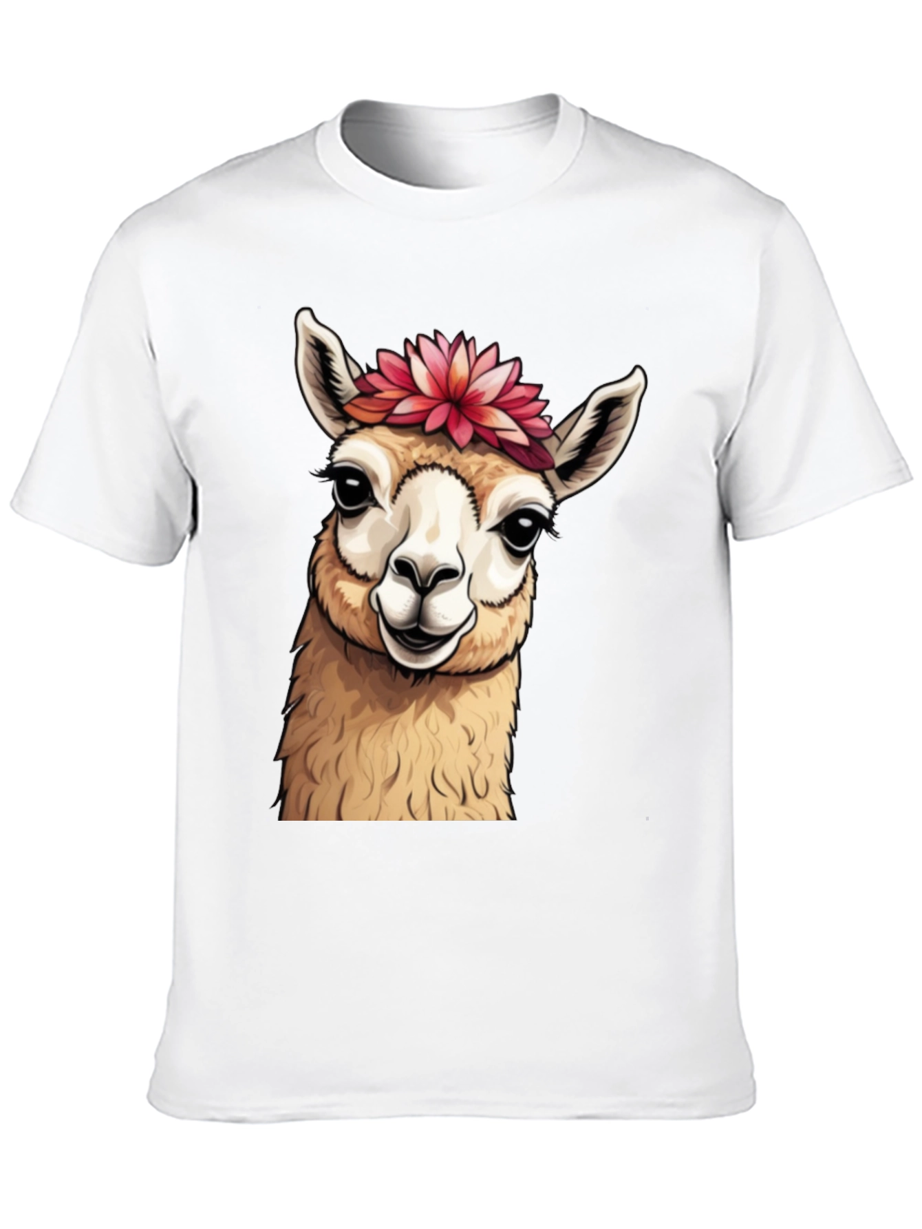 Black Llama Floral Crown T-Shirt - Cute Animal Tee view 10