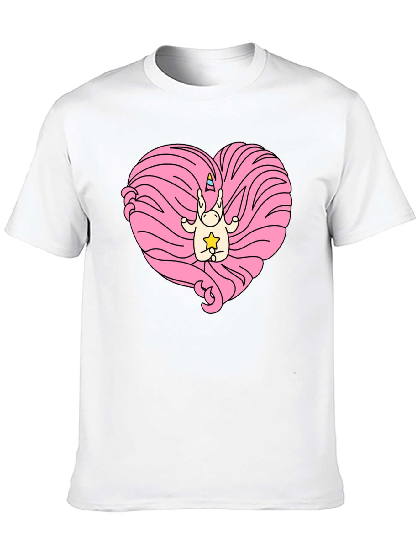 Black Unicorn Heart Graphic T-Shirt - Black Cotton Blend view 10