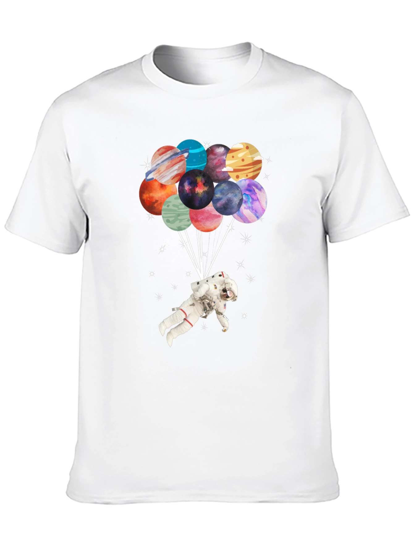 Black Astronaut Planet Balloon Graphic T-Shirt view 10