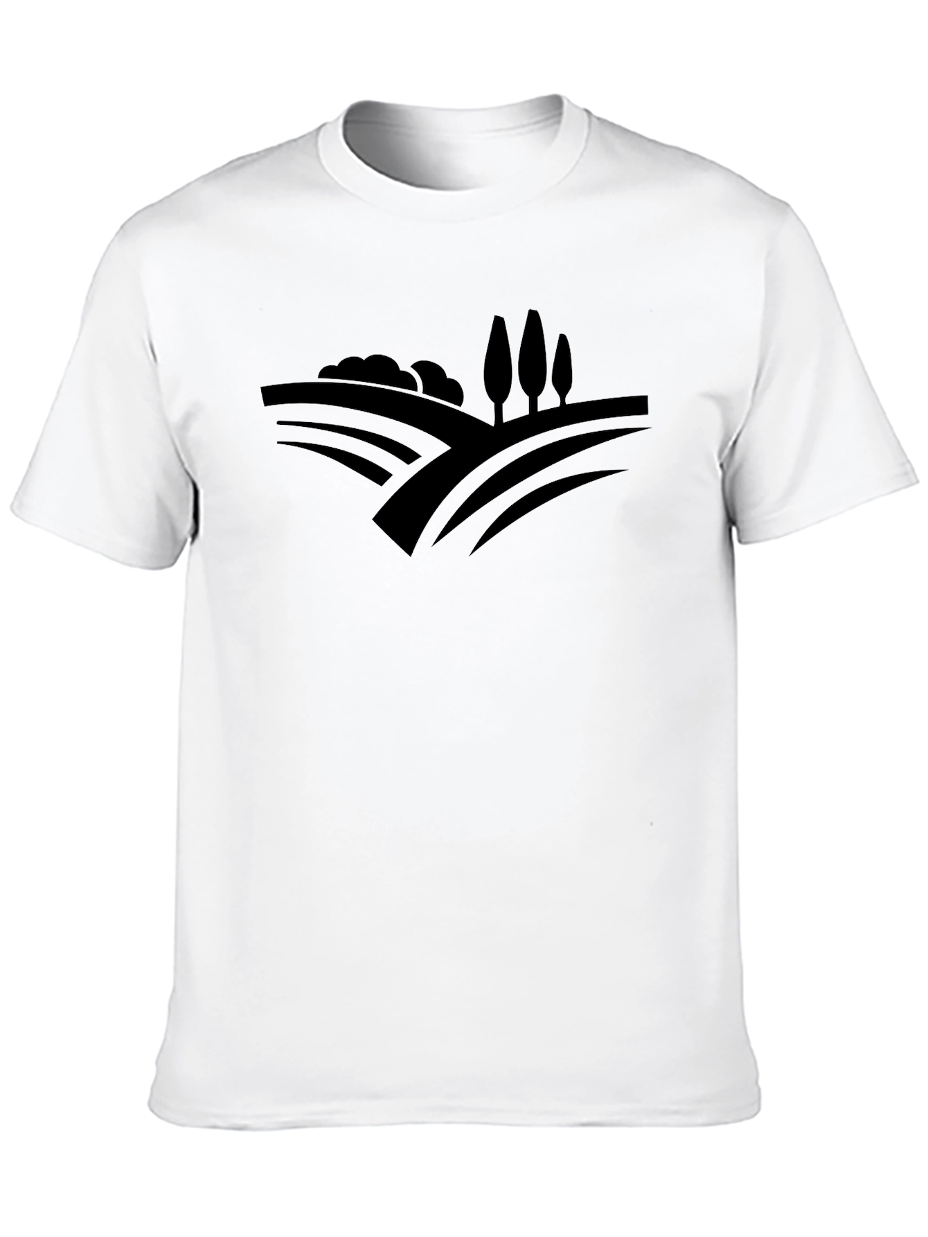 Black Stylish Black Tee with Countryside Graphic Design view 10