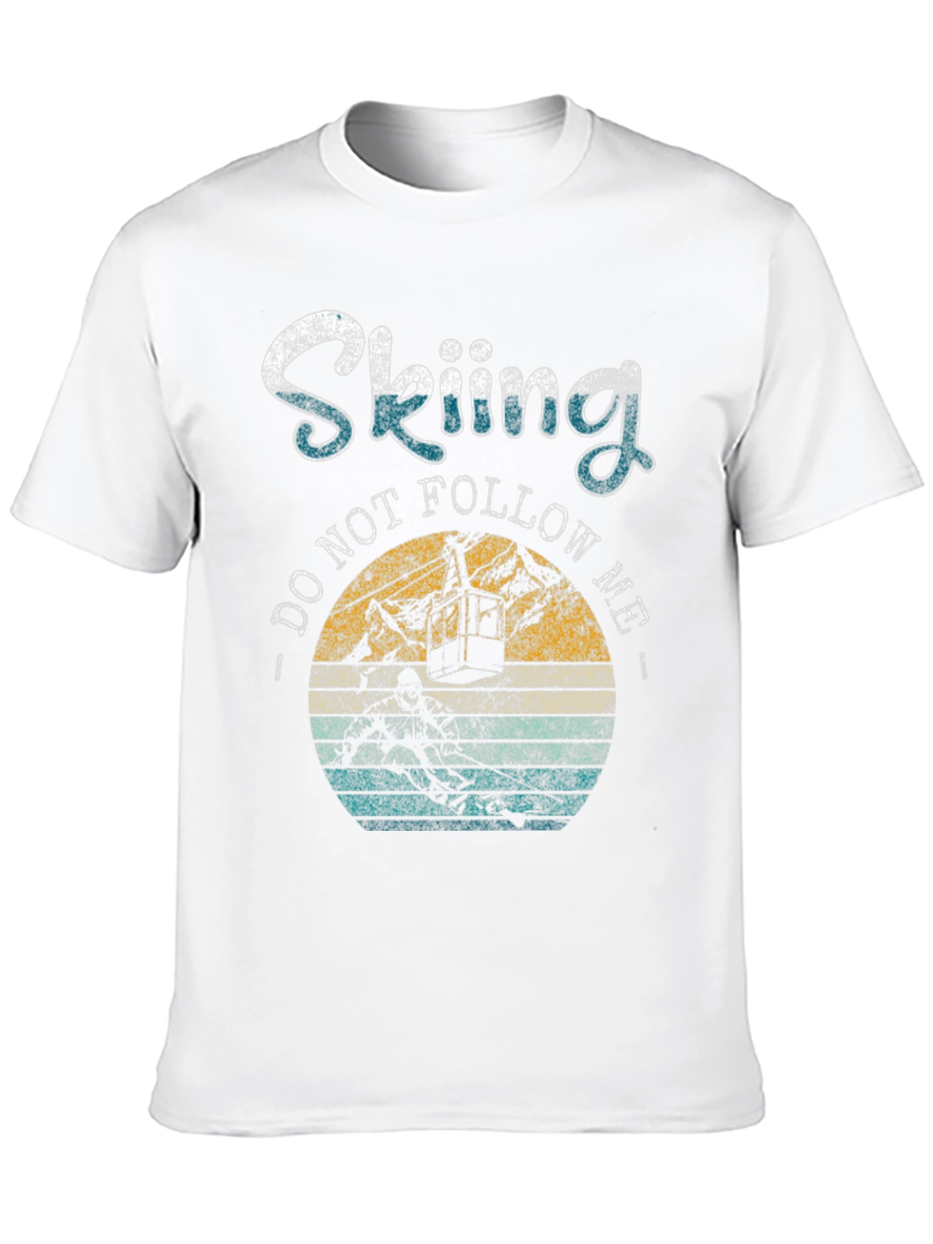 Black Skiing T-Shirt - "Do Not Follow Me" Retro Style view 10