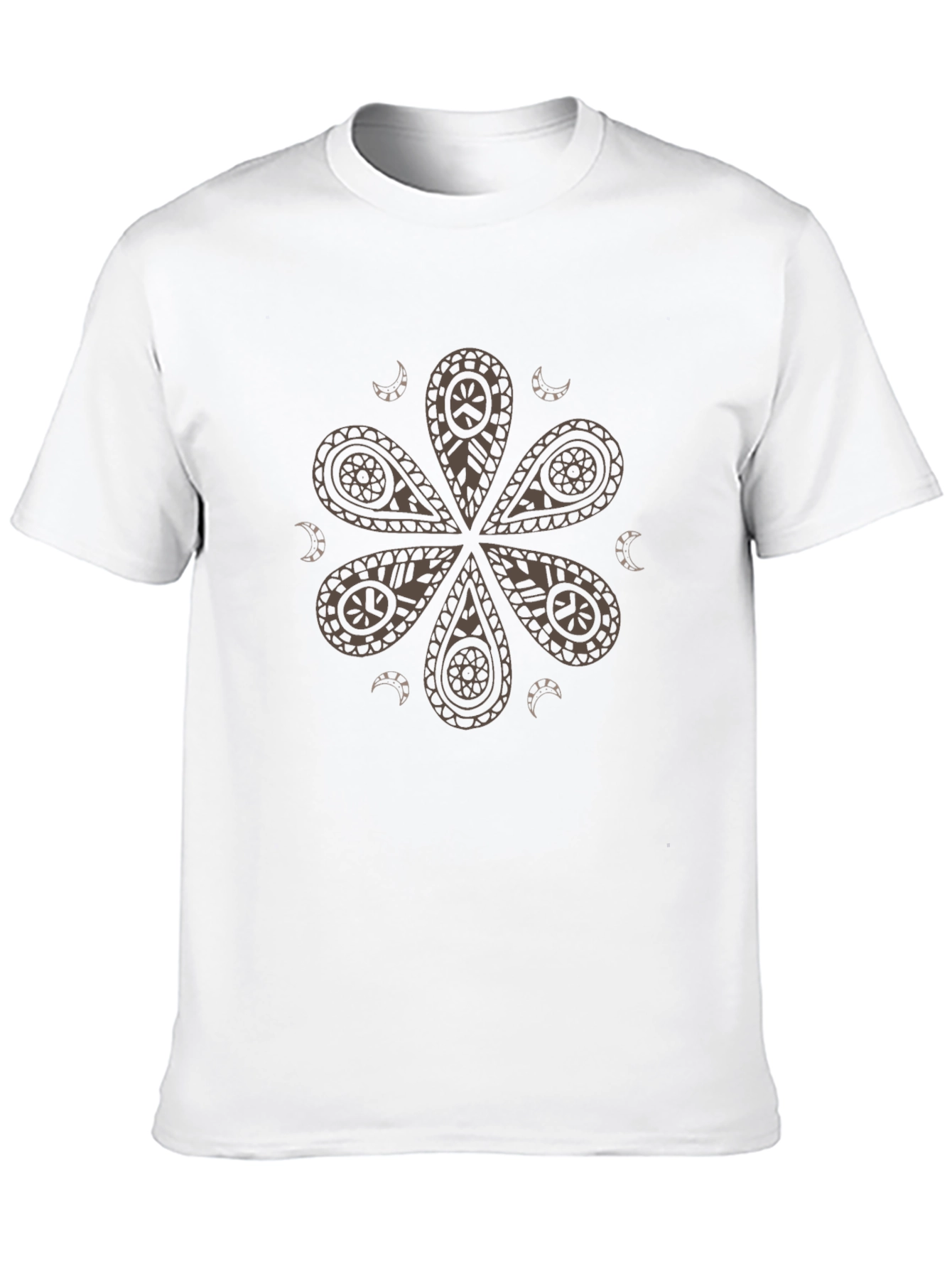 Black Paisley Flower Graphic Tee - Modern Casual Shirt view 10