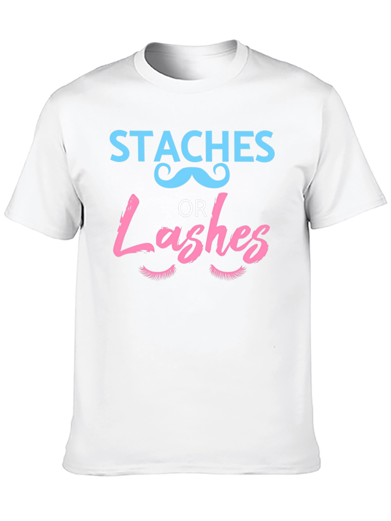 Black Staches or Lashes Gender Reveal T-Shirt view 10