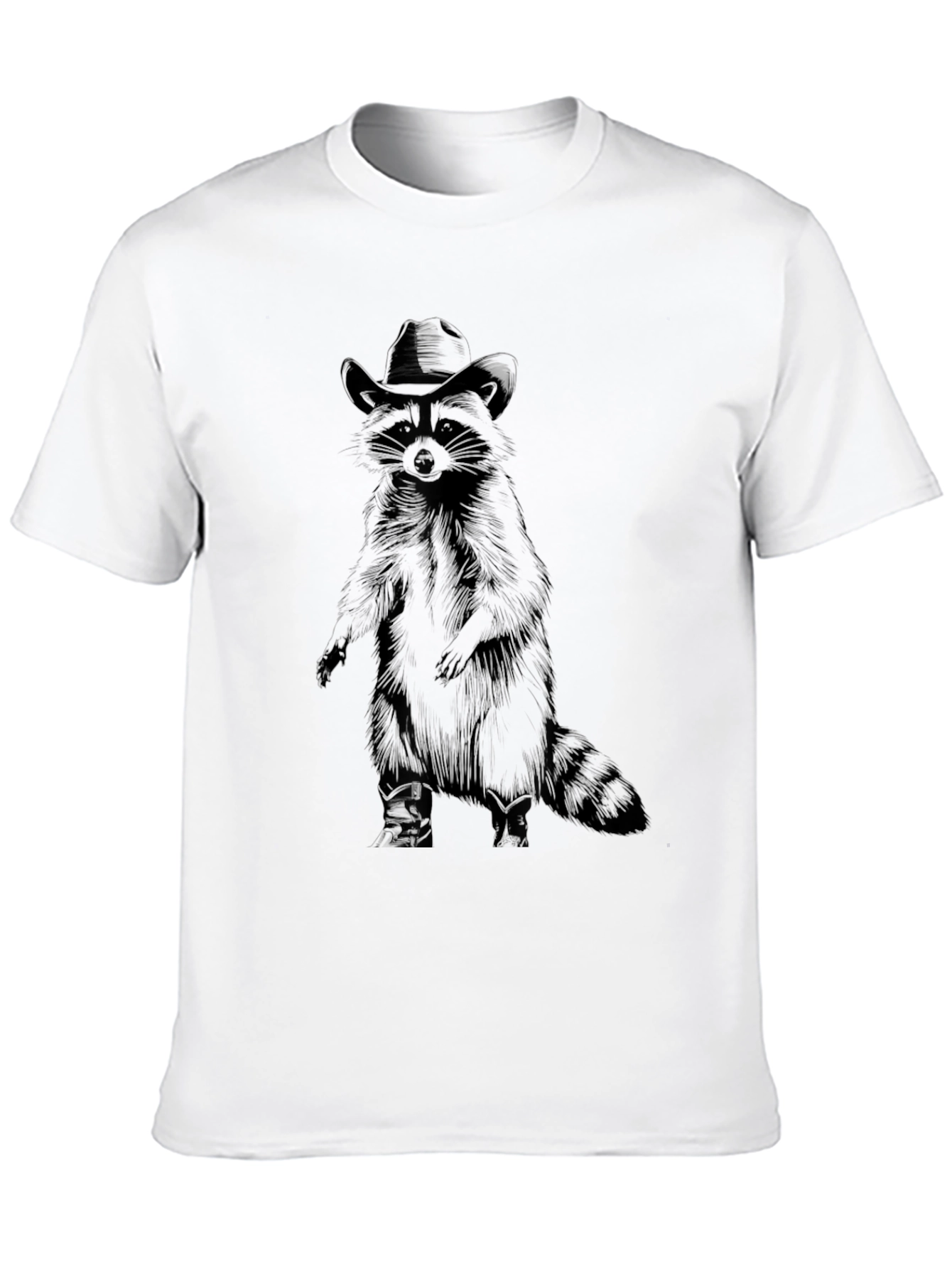 Black Raccoon Cowboy Graphic Tee - Black Cotton T-Shirt view 10