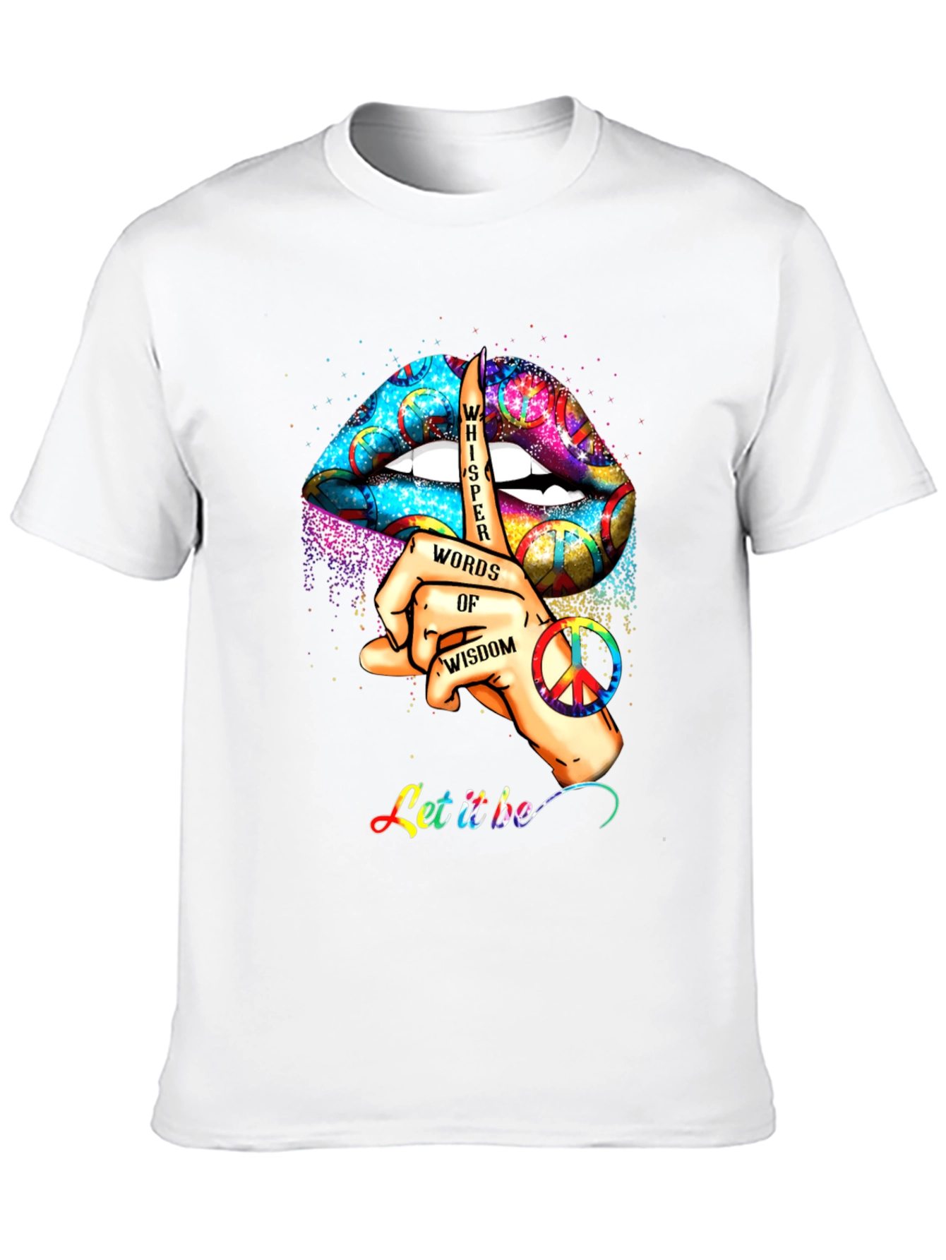 Black Colorful Lips Whisper of Wisdom Graphic T-Shirt view 10