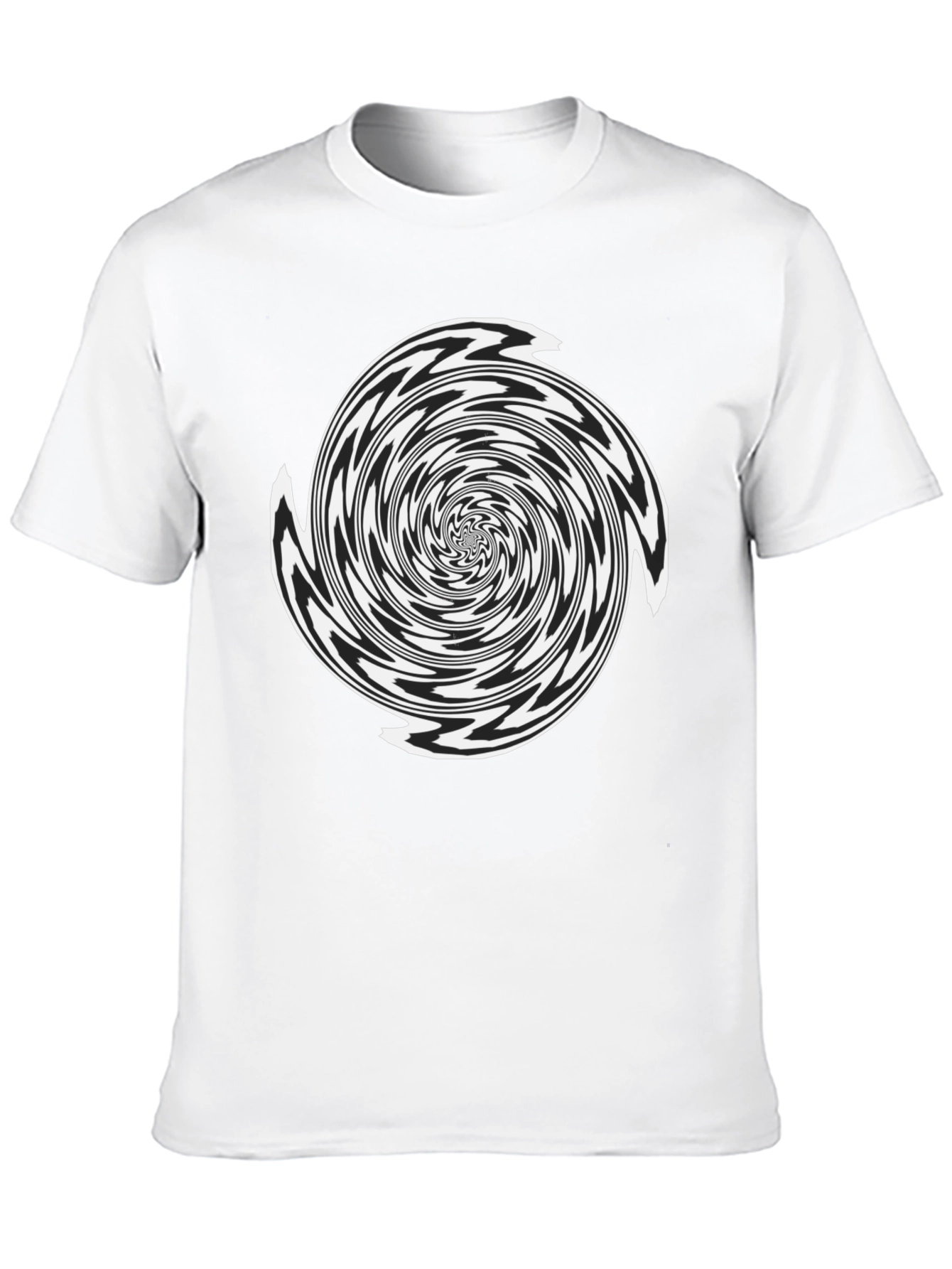 Black Optical Illusion Spiral Graphic T-Shirt view 10