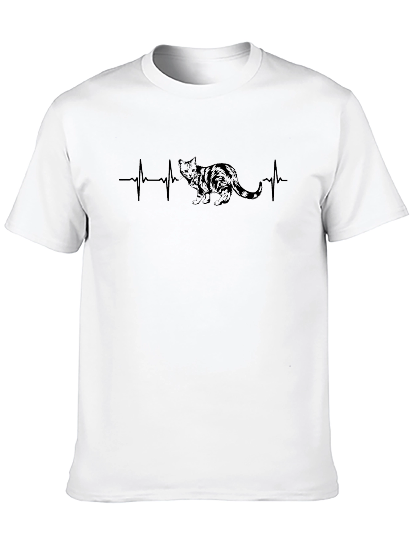 Black Cat Heartbeat Graphic Tee - Unisex Crew Neck view 10