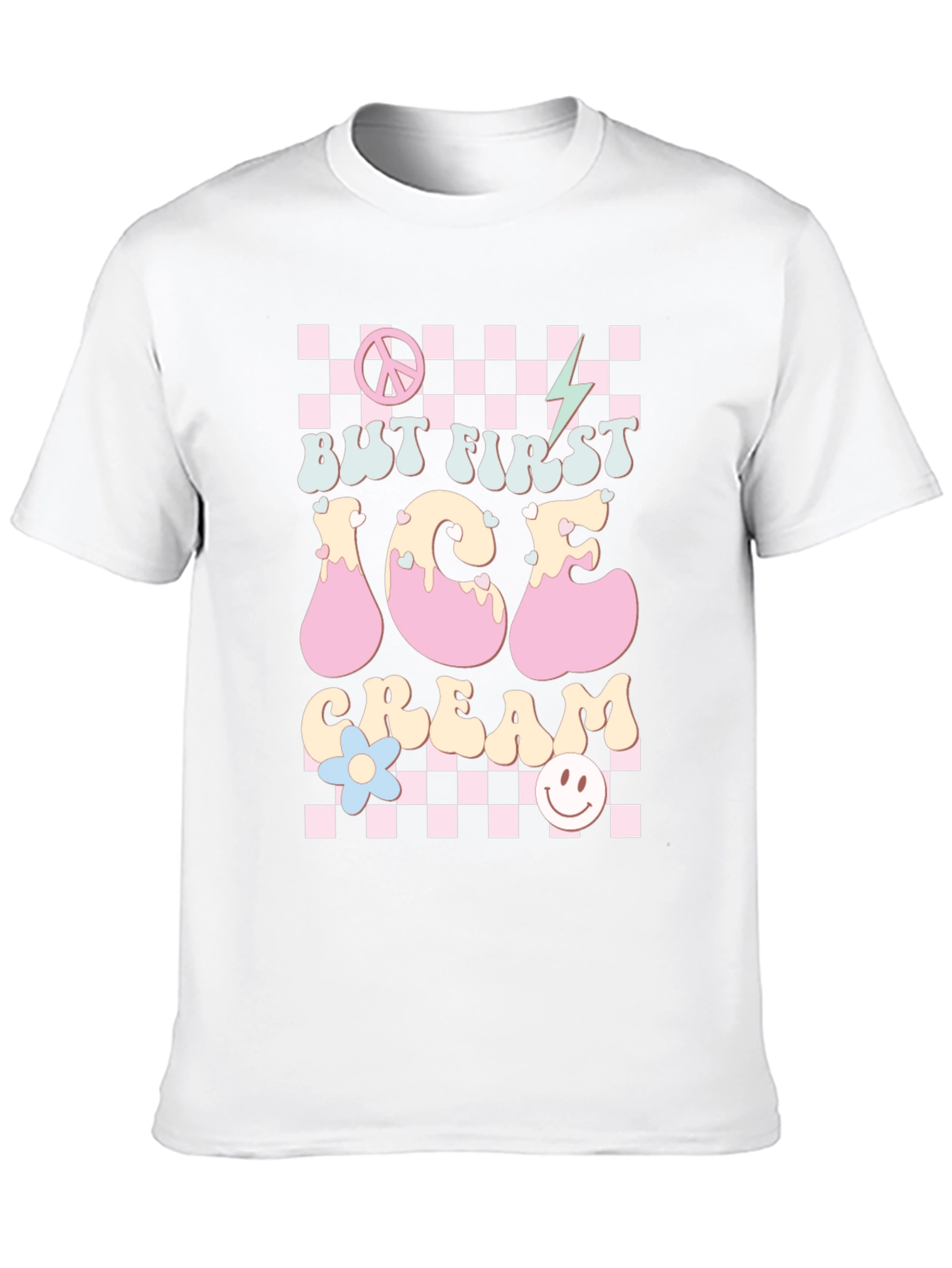 Black But First Ice Cream Graphic Tee Retro Design T-Shirt view 10