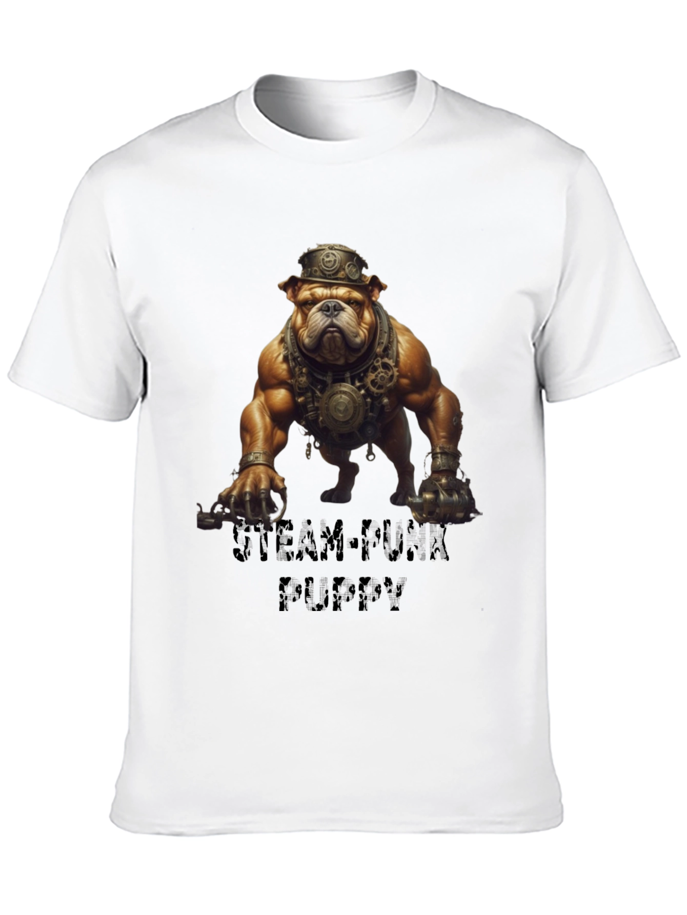 Black Steampunk Bulldog Graphic T-Shirt view 10