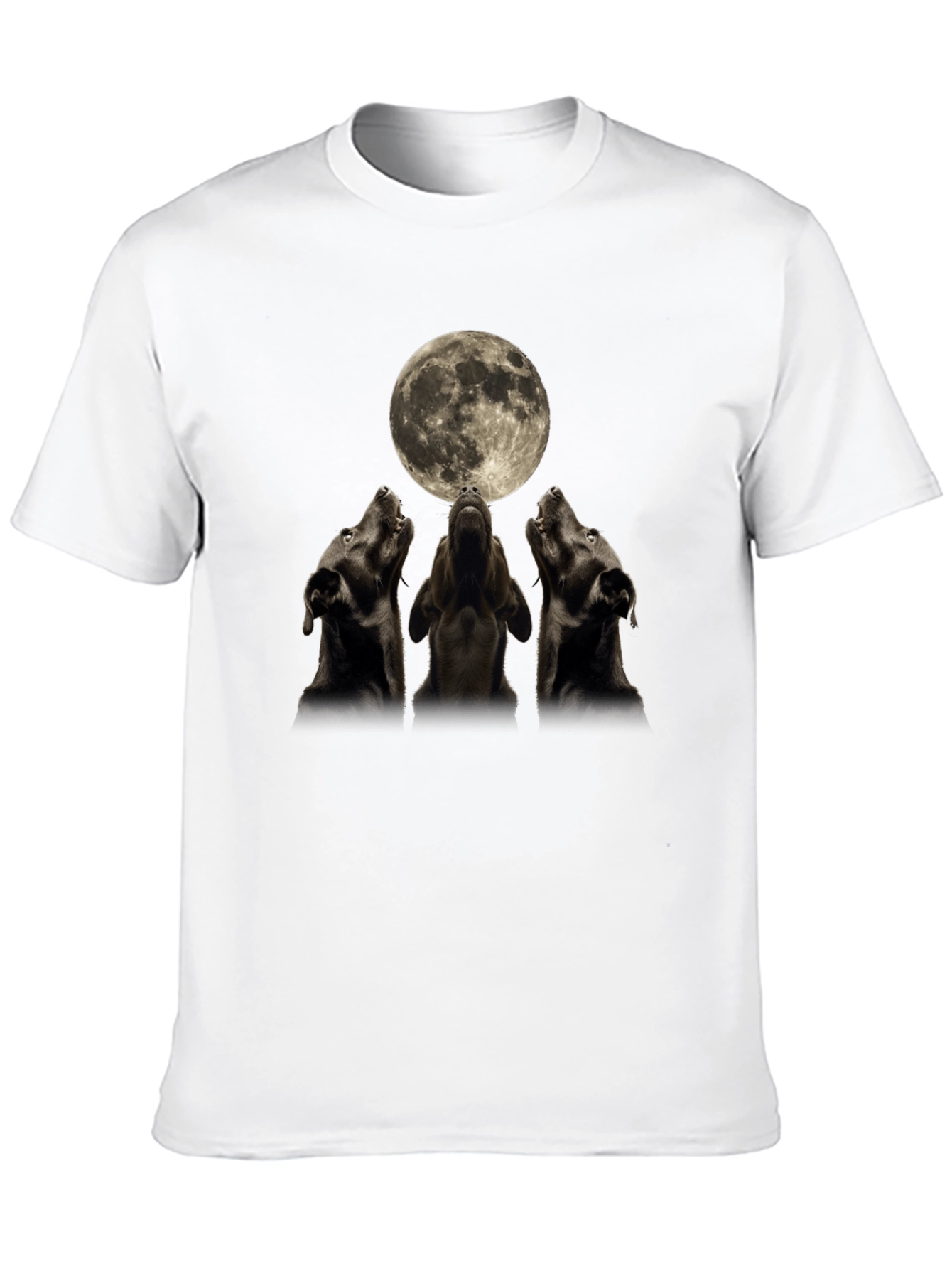 Black Three Dogs Howling at the Moon T-Shirt view 10