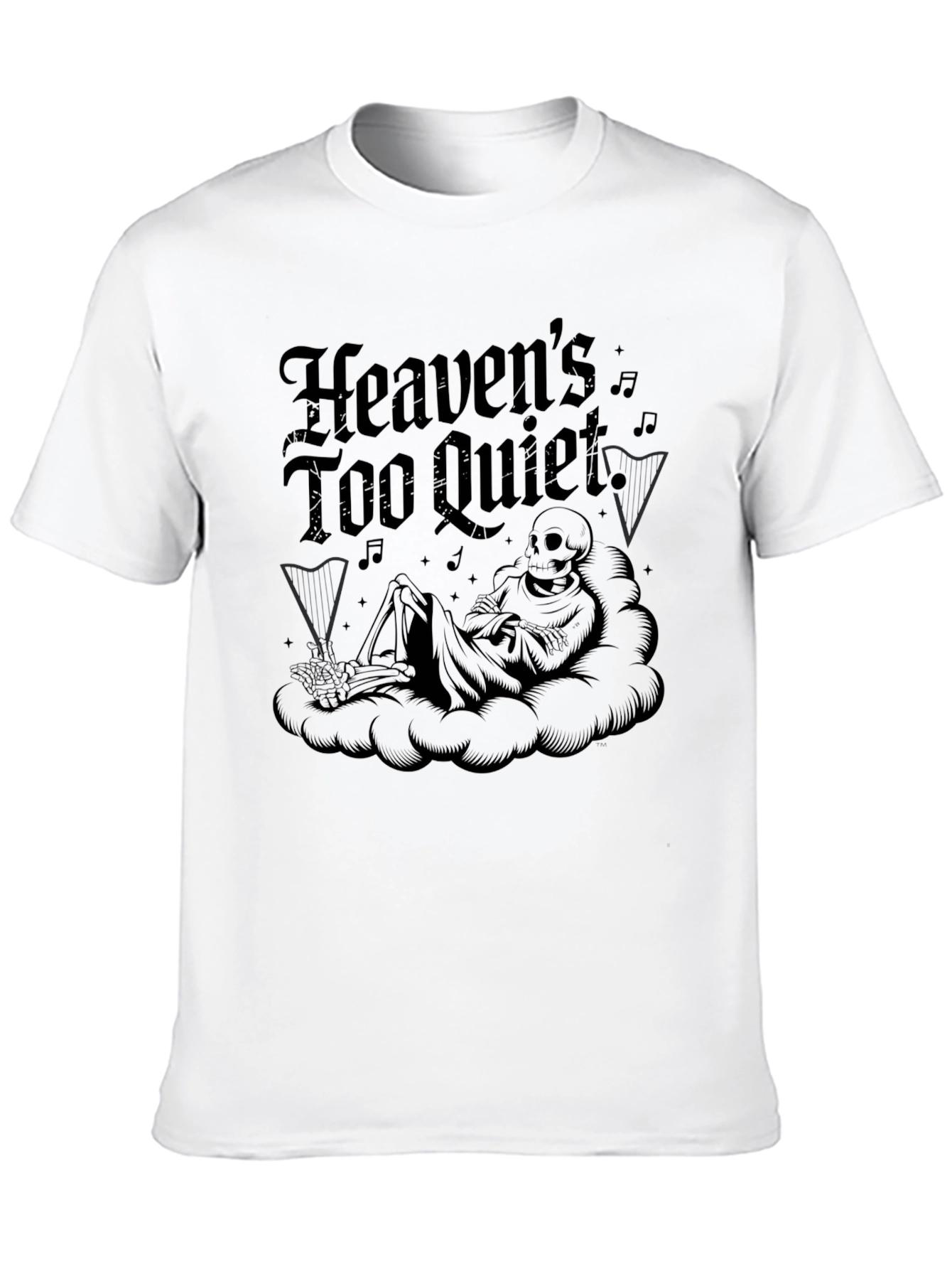 Black Heaven's Too Quiet Black Graphic T-Shirt view 10