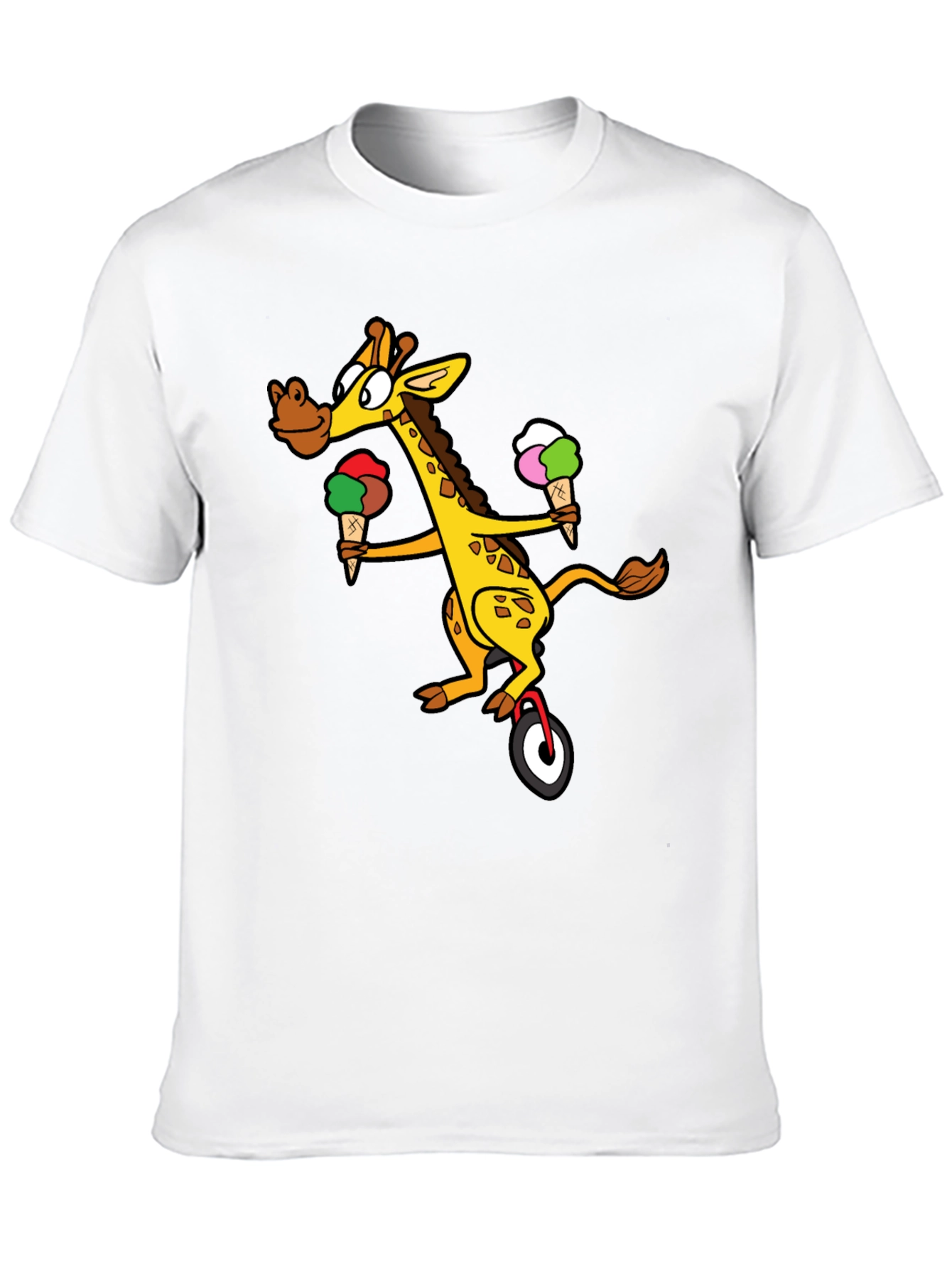 Black Giraffe Unicycle Ice Cream T-Shirt - Quirky Graphic Tee view 10