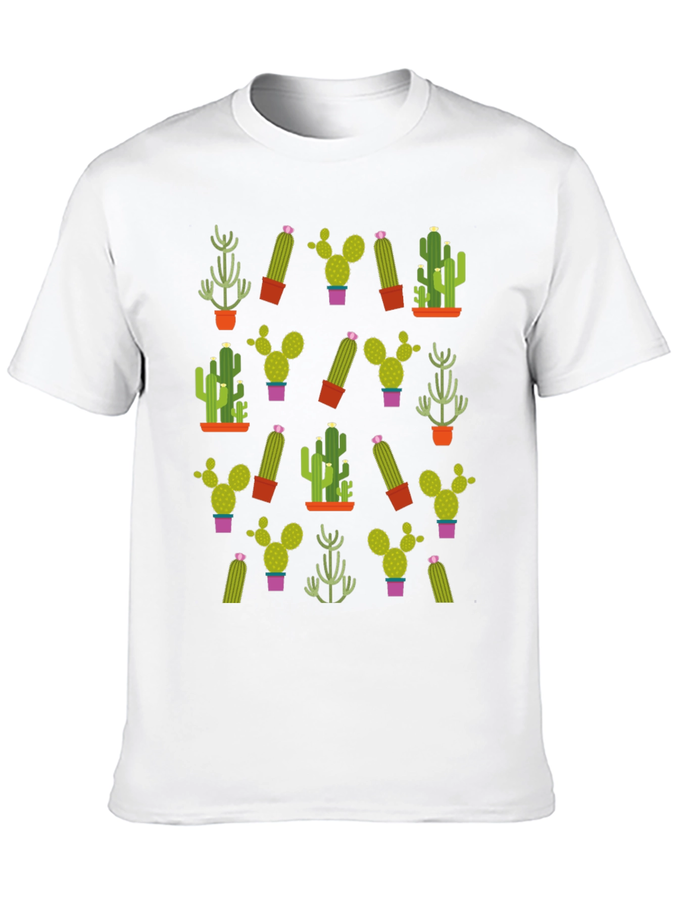 Black Cactus Pattern T-Shirt - Unique Plant Design view 10