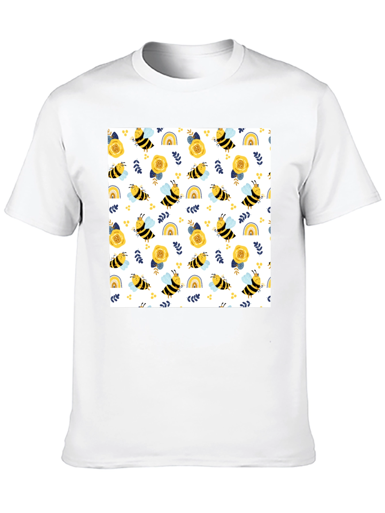 Black Honey Bee Pattern T-Shirt view 10