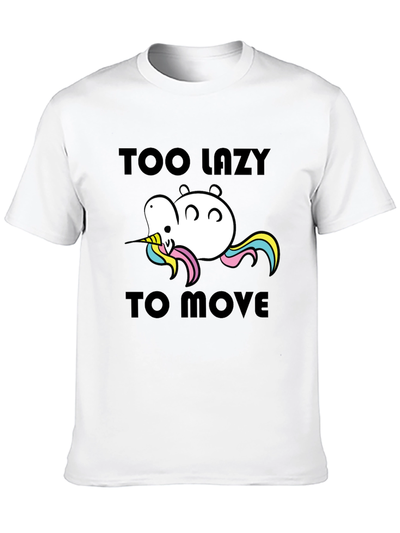 Black Too Lazy to Move Funny Unicorn T-Shirt view 10
