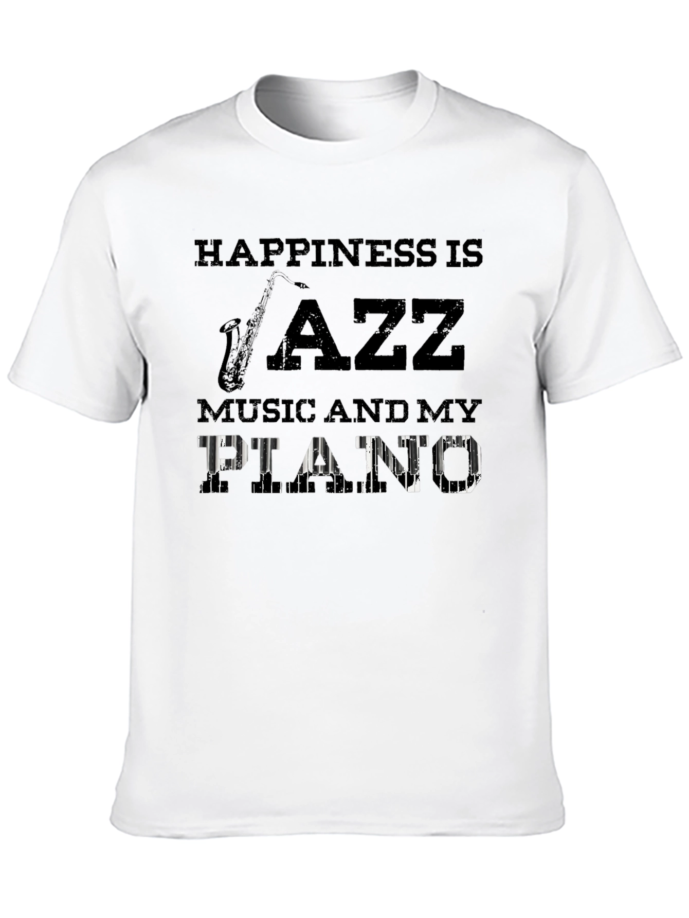 Black Jazz Music Piano T-Shirt: Happiness Is... view 10