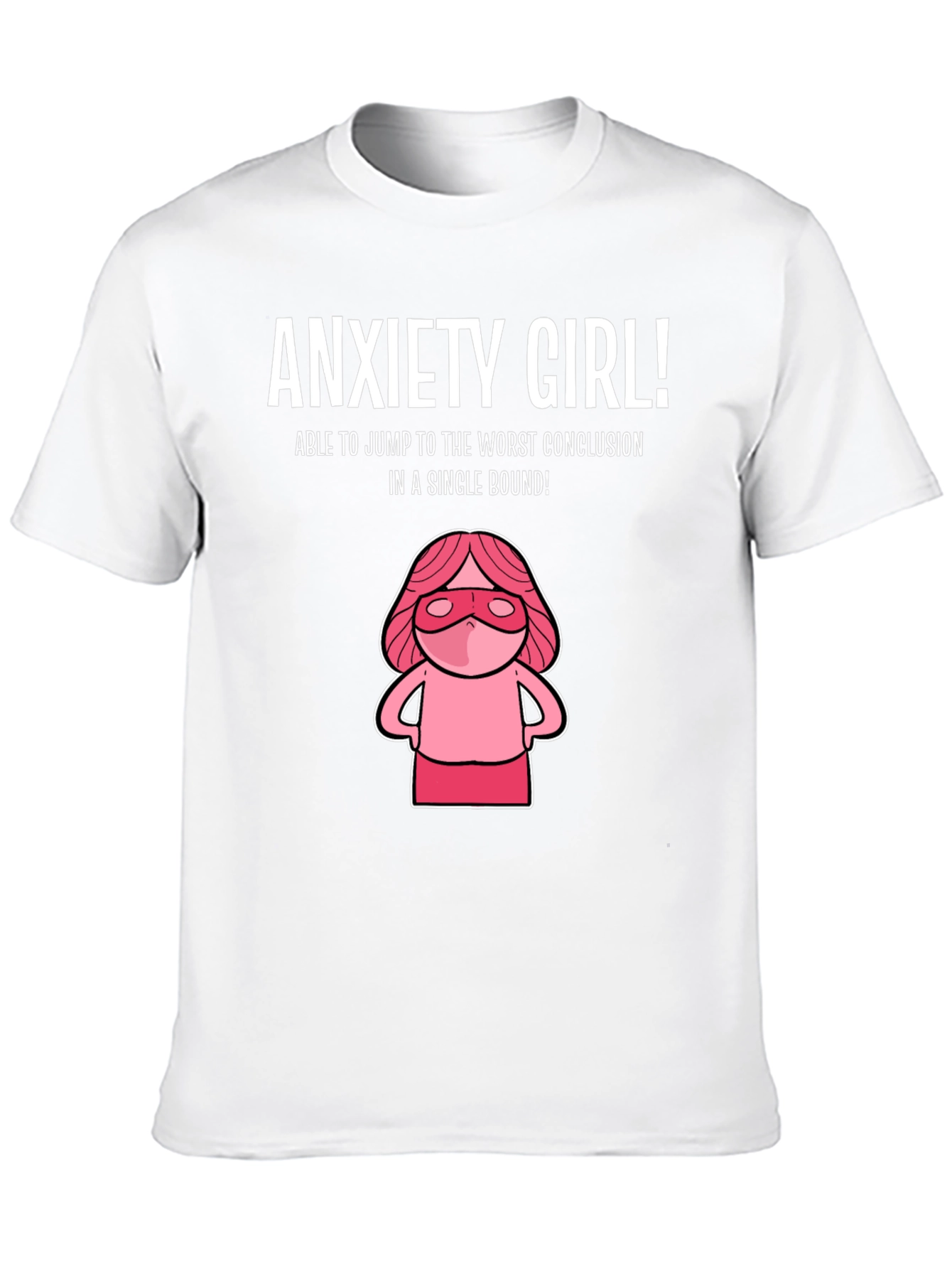 Black Anxiety Girl T-Shirt - Funny Graphic Tee view 10