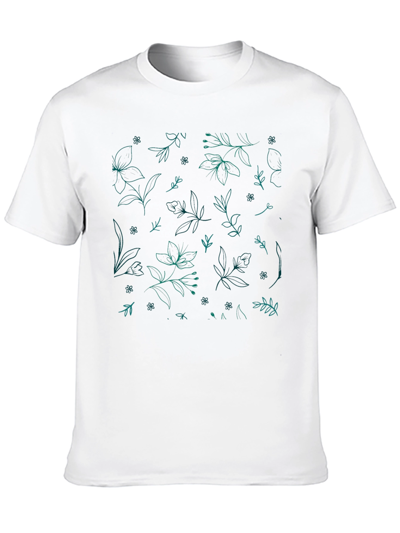 Black Floral Sketch Tee - Casual Black T-Shirt view 10