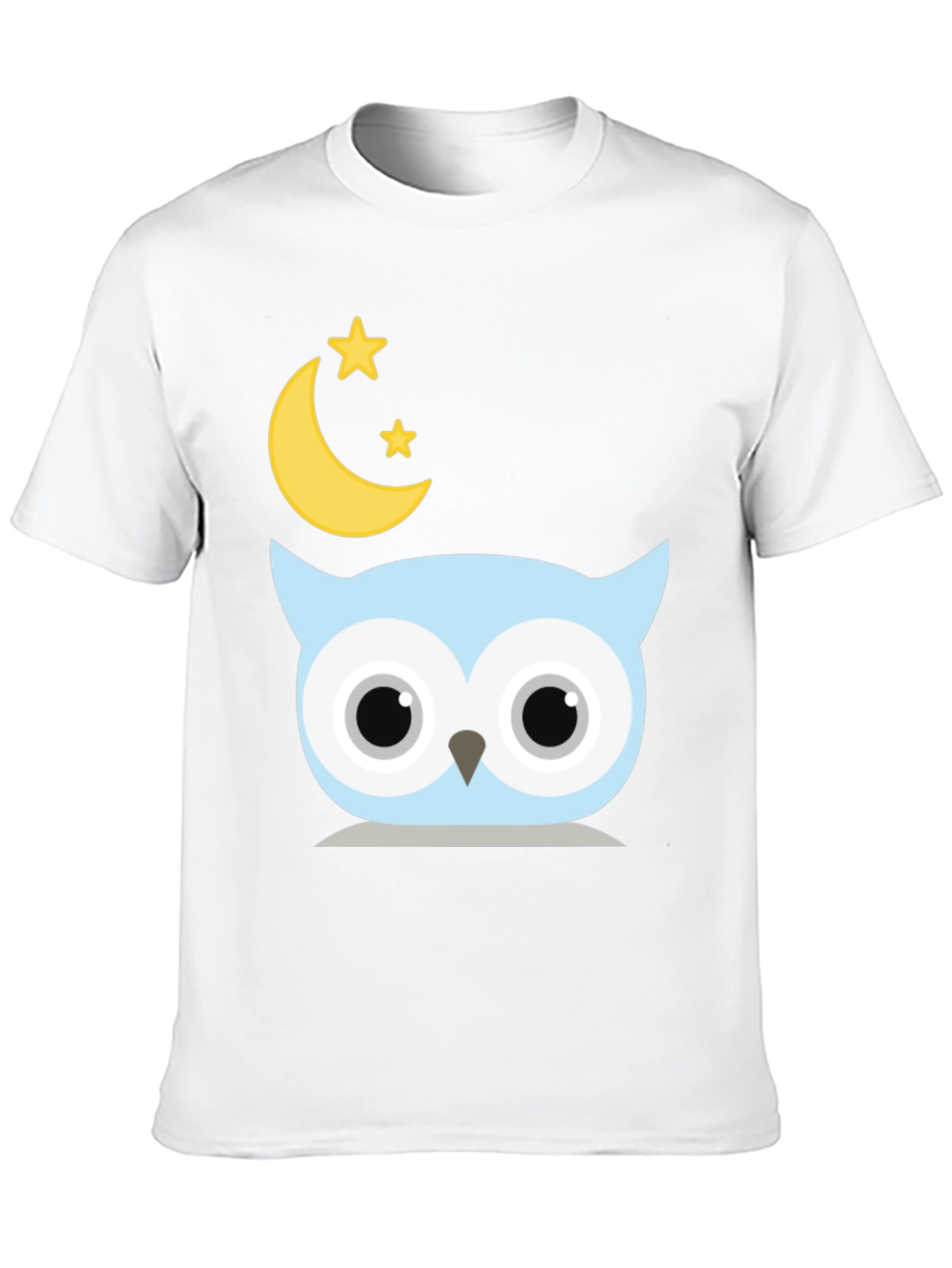 Black Cute Owl Moon Stars Graphic Black T-Shirt view 10