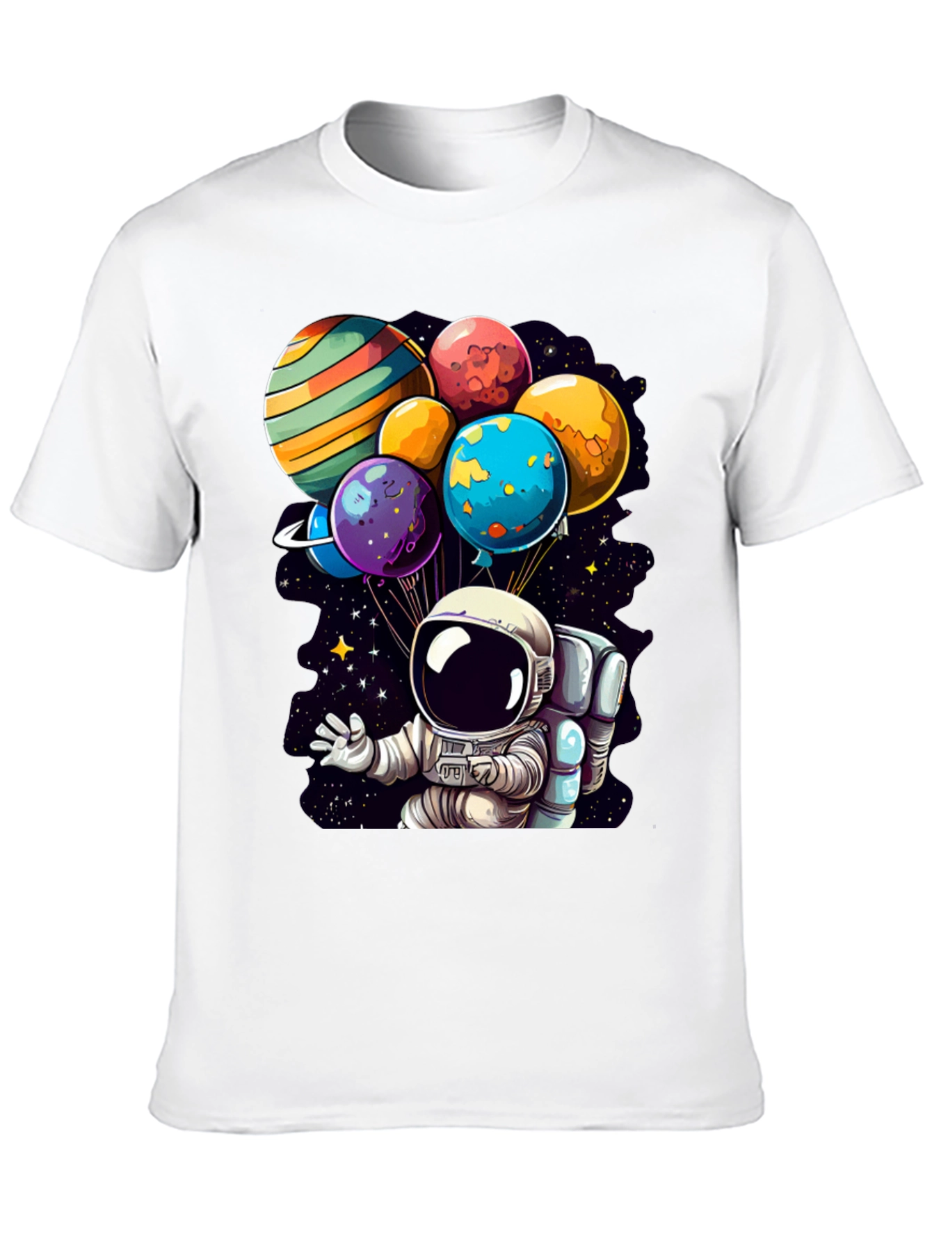 Black Astronaut Planet Balloons Graphic Tee view 10