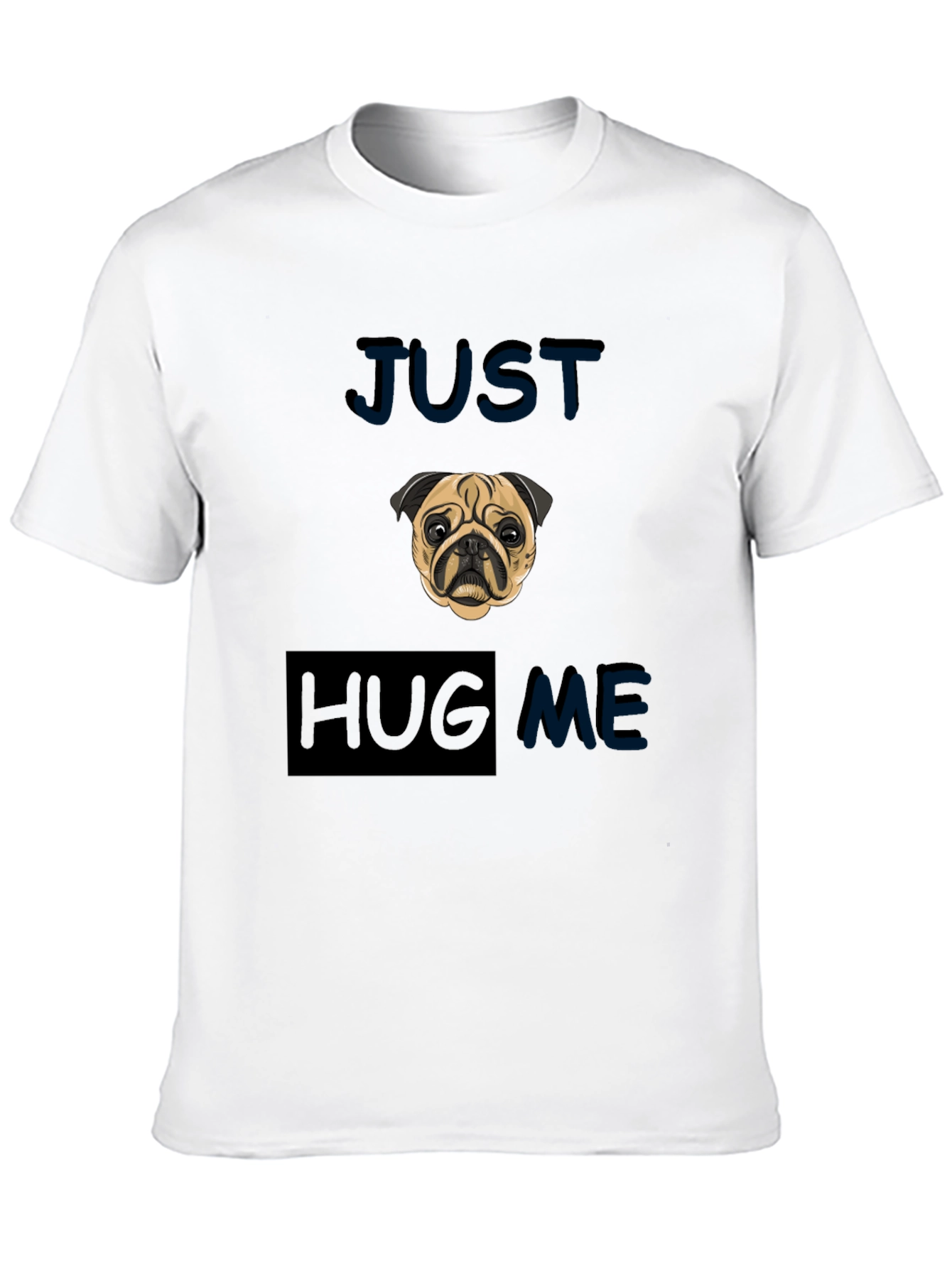 Pug 'Just Hug Me' Black T-Shirt - 10