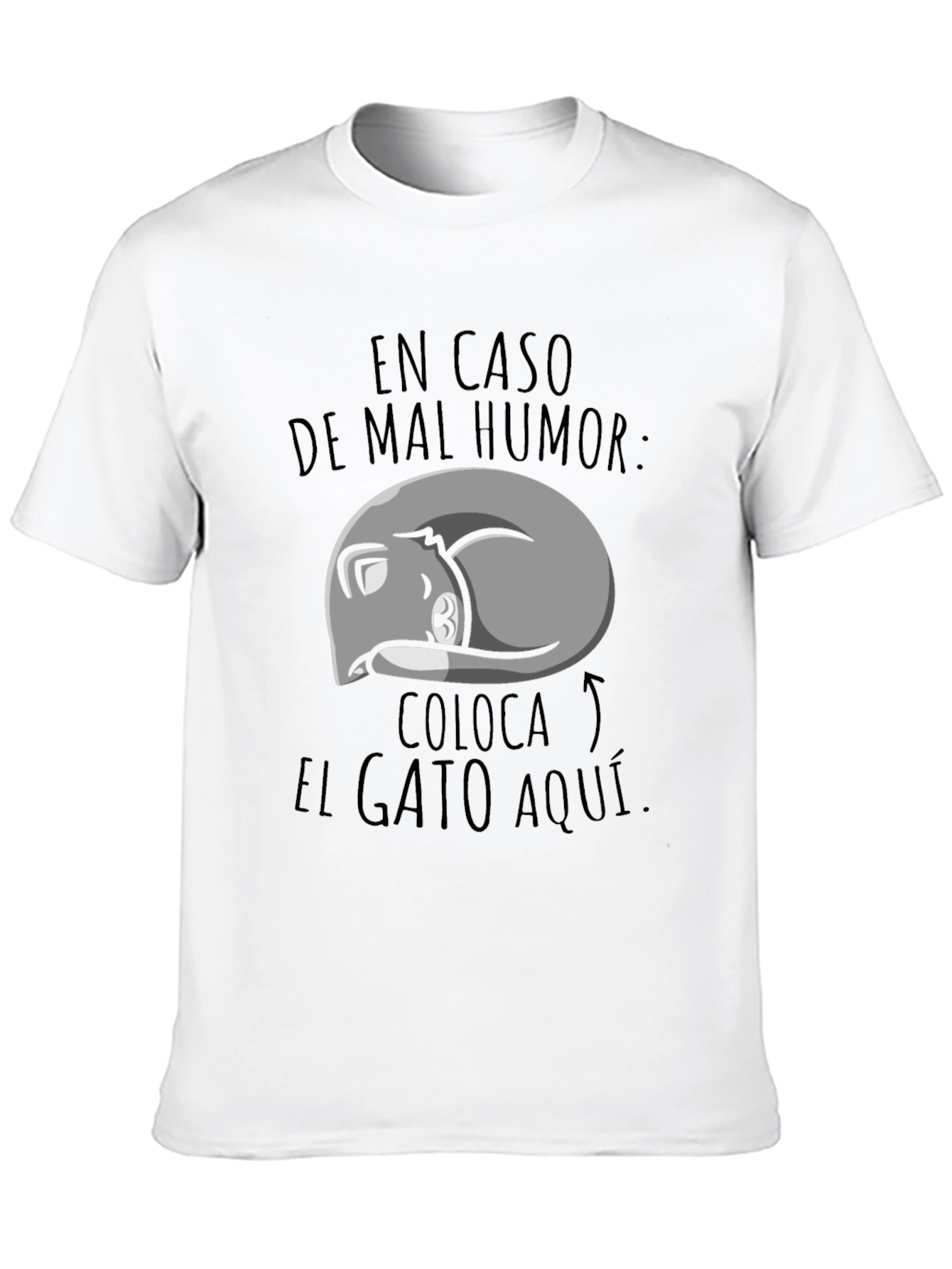 Black Humorous "Place Cat Here" Graphic T-Shirt view 10