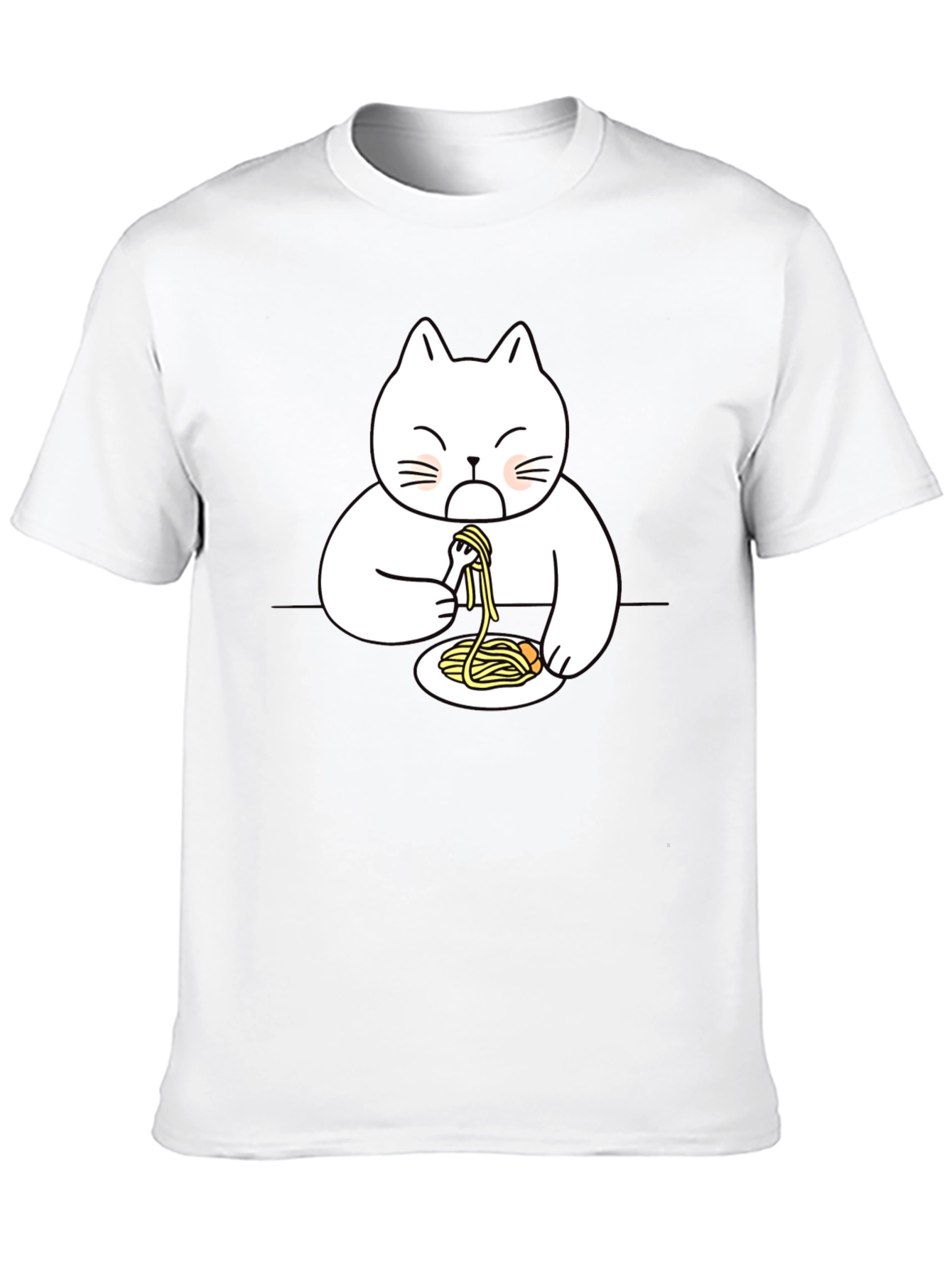 Black Cat Eating Spaghetti Funny T-Shirt view 10