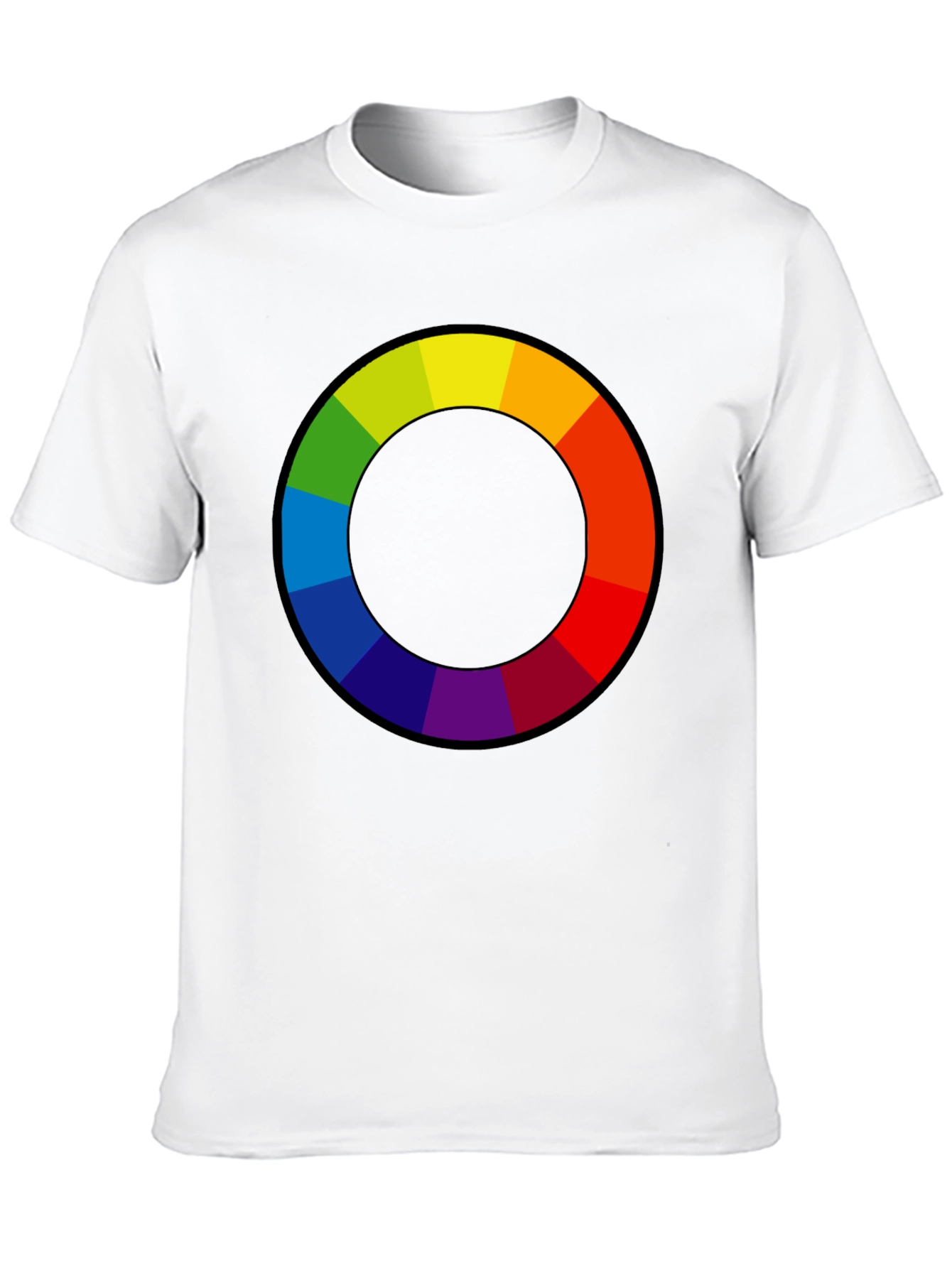 Black Vibrant Color Wheel Graphic T-Shirt view 10