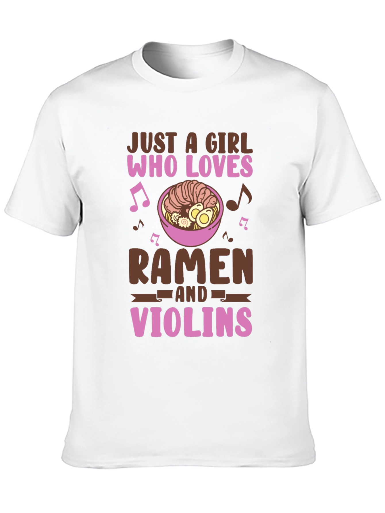Black Ramen & Violin Lover T-Shirt - Cute Girl Design view 10