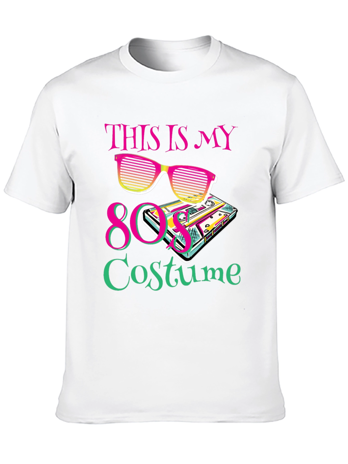Black 80s Costume Party T-Shirt Retro Cassette Tape Sunglasses view 10