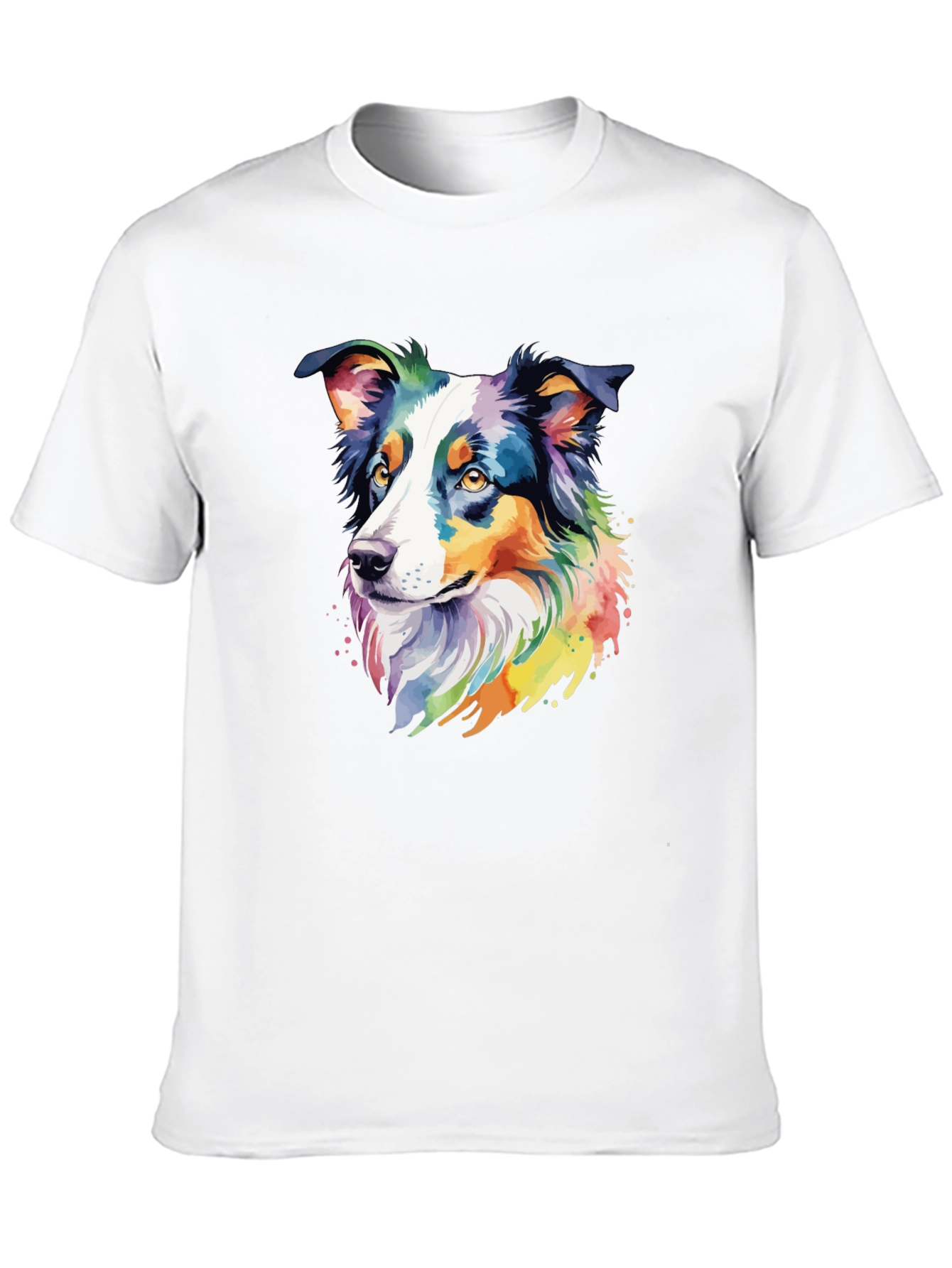Black Colorful Australian Shepherd Dog Graphic T-Shirt view 10