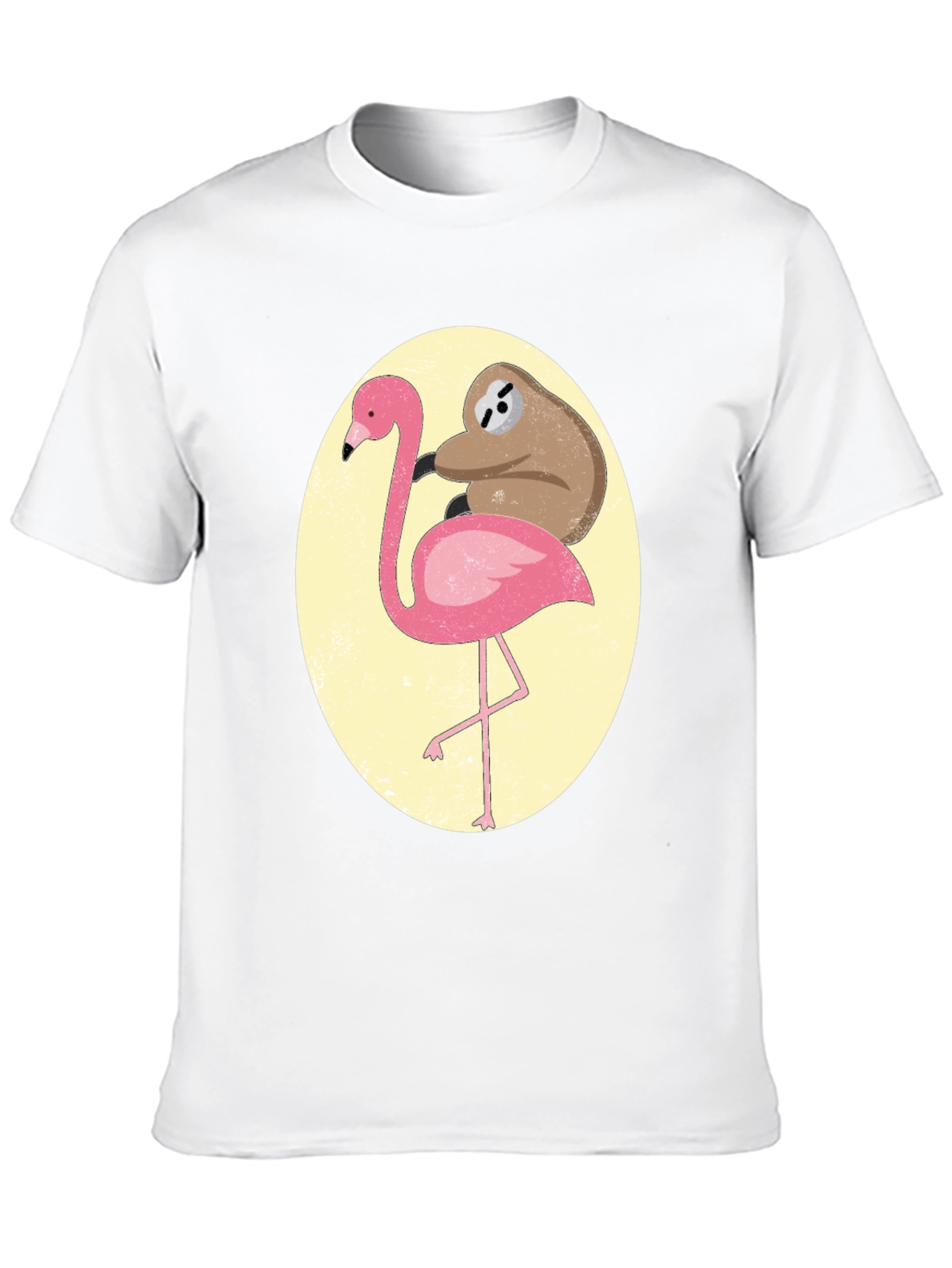 Black Sloth Riding Flamingo Graphic Tee - Black Cotton T-Shirt view 10