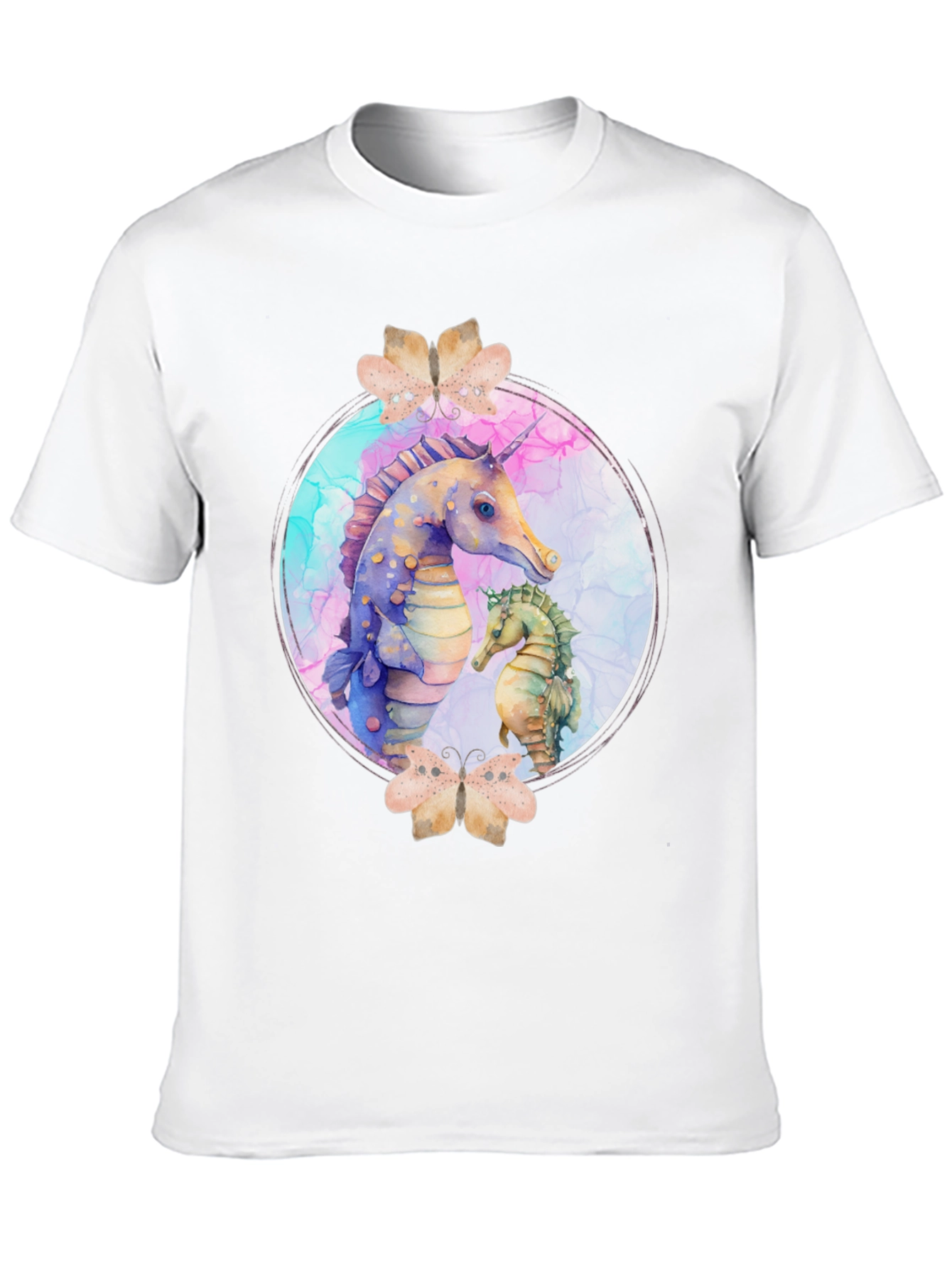 Black Watercolor Seahorse T-Shirt - Black view 10