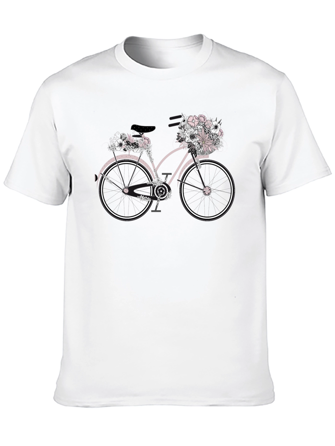 Black Floral Bicycle Graphic T-Shirt - Unique Design view 10