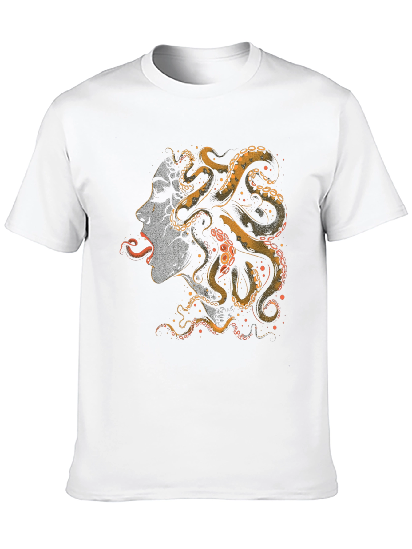 Black Octopus Woman Graphic Tee - Black Cotton T-Shirt view 10