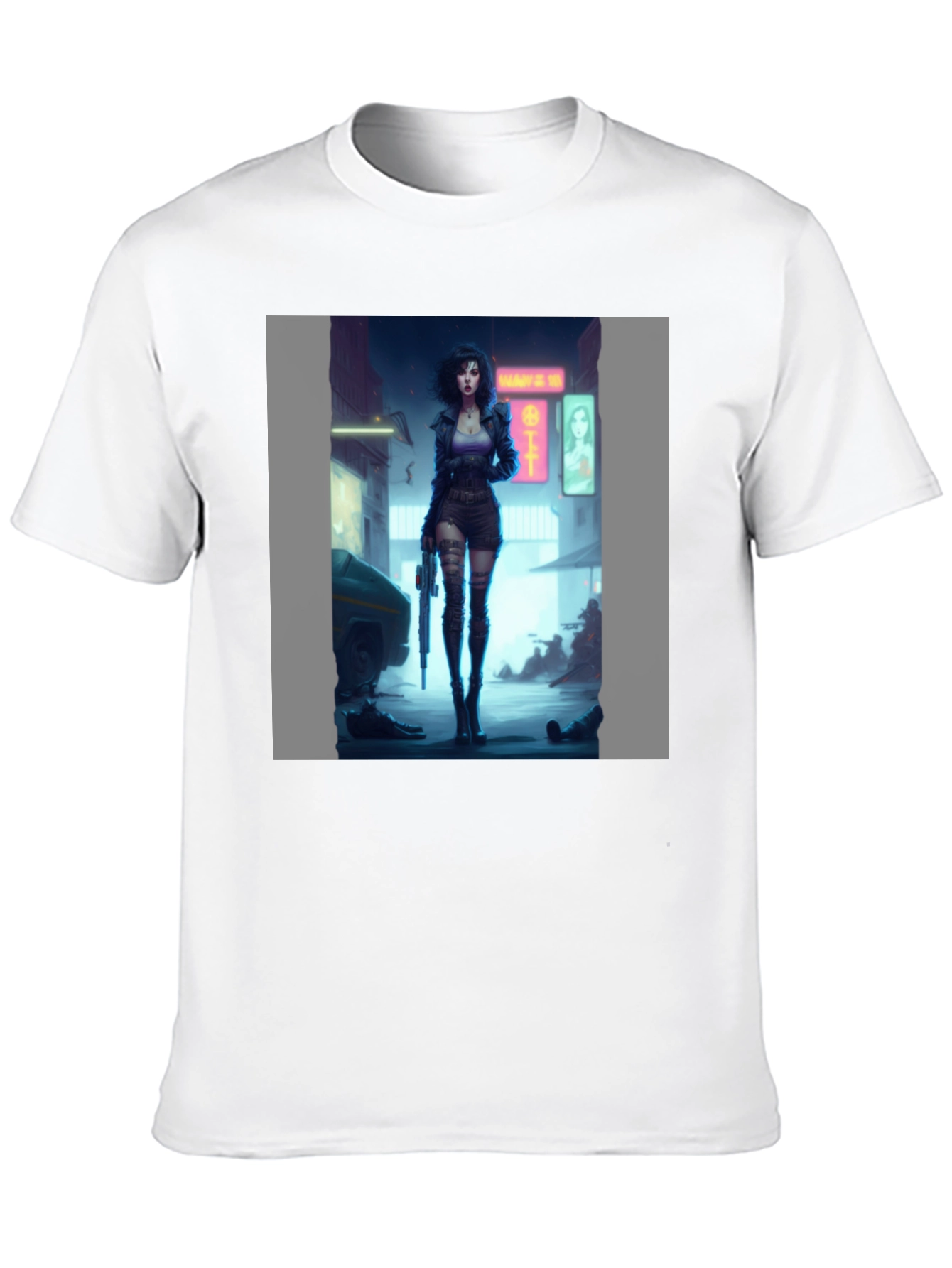Black Cyberpunk Girl Graphic Black T-Shirt view 10