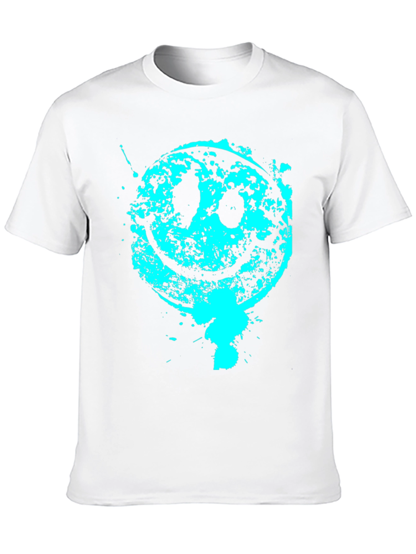 Black Grunge Smiley Face Graphic Tee - Black Cotton Blend view 10