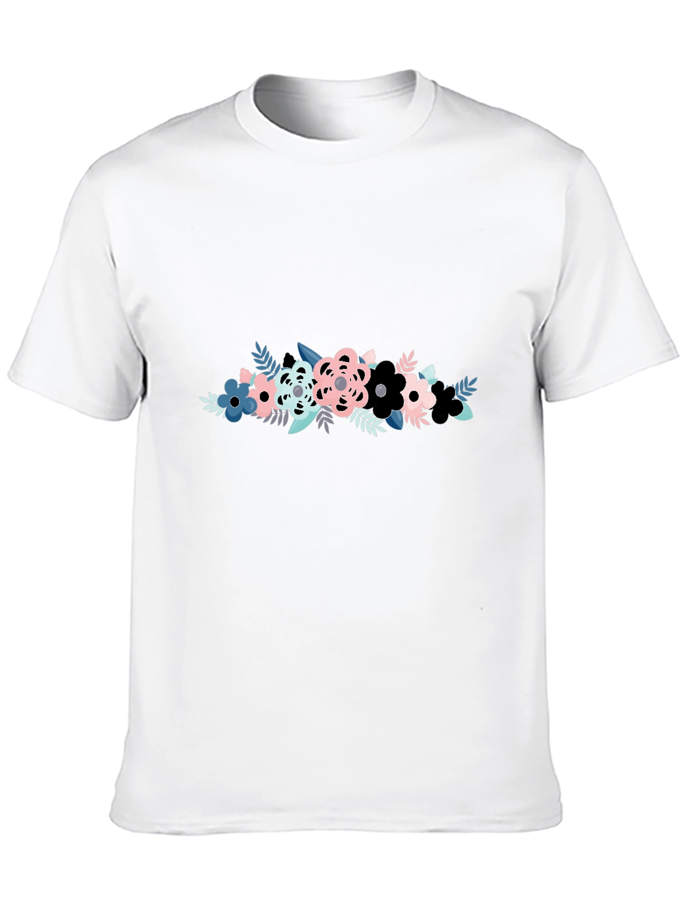 Black Floral Graphic Print Men's Black T-Shirt view 10