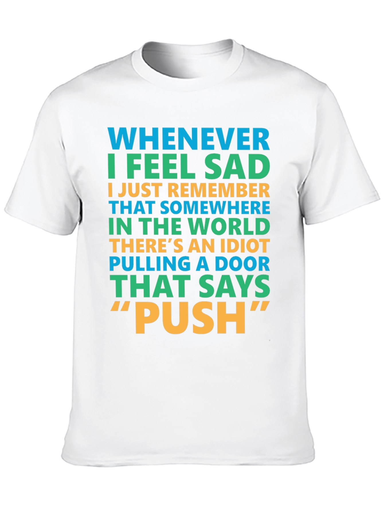 Black Funny "Push" Door T-Shirt view 10
