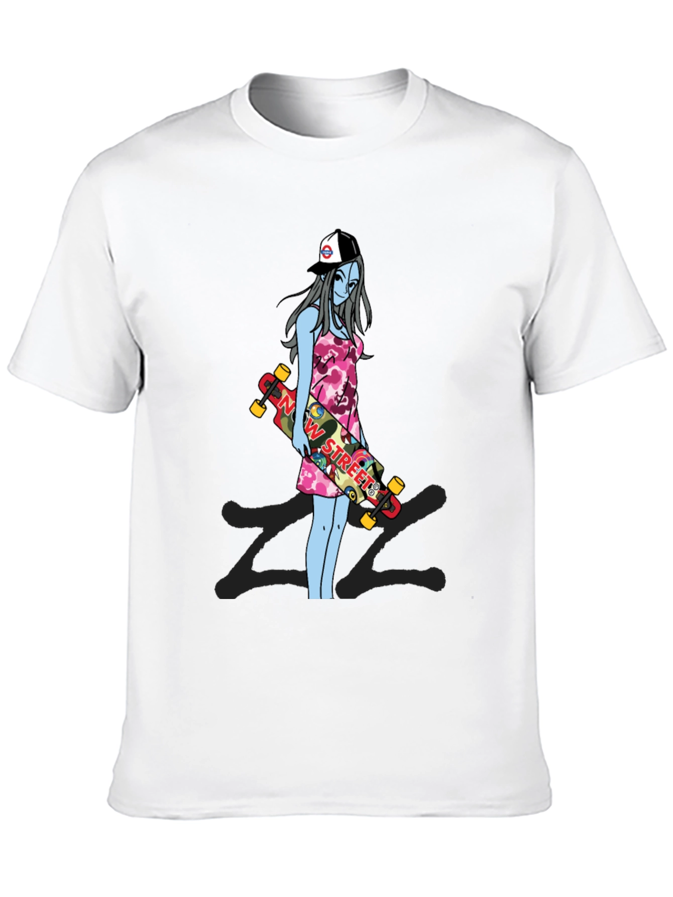 Black Skater Girl Graphic T-Shirt - Street Style Tee view 10
