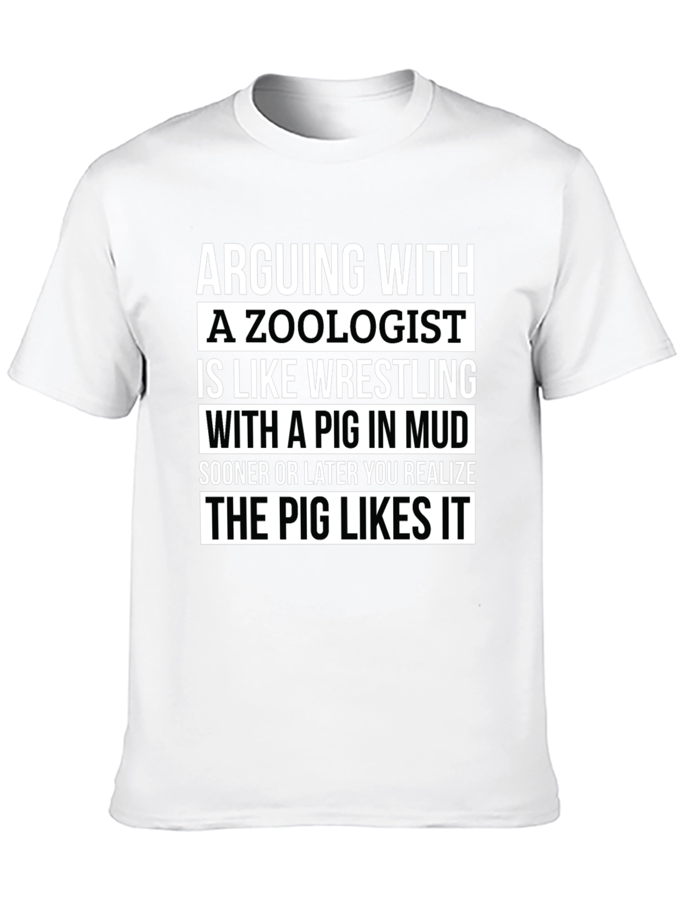 Black Zoologist Pig Mud Wrestling Humor T-Shirt view 10