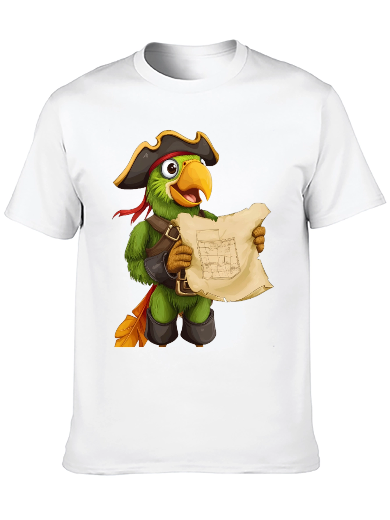 Black Parrot Pirate T-Shirt - Funny Cartoon Bird Tee view 10