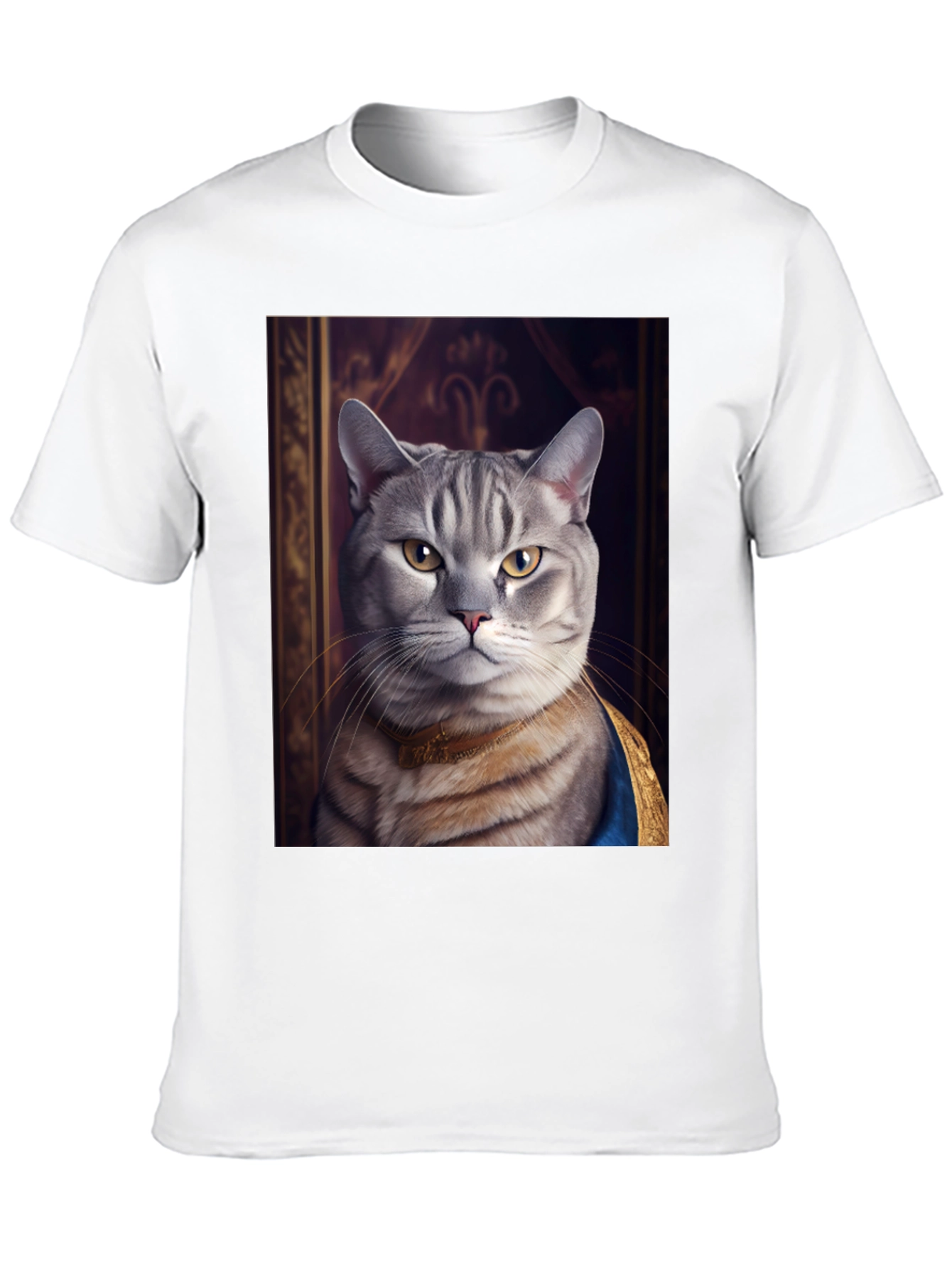 Black Regal Cat Portrait T-Shirt - Funny Pet Tee view 10