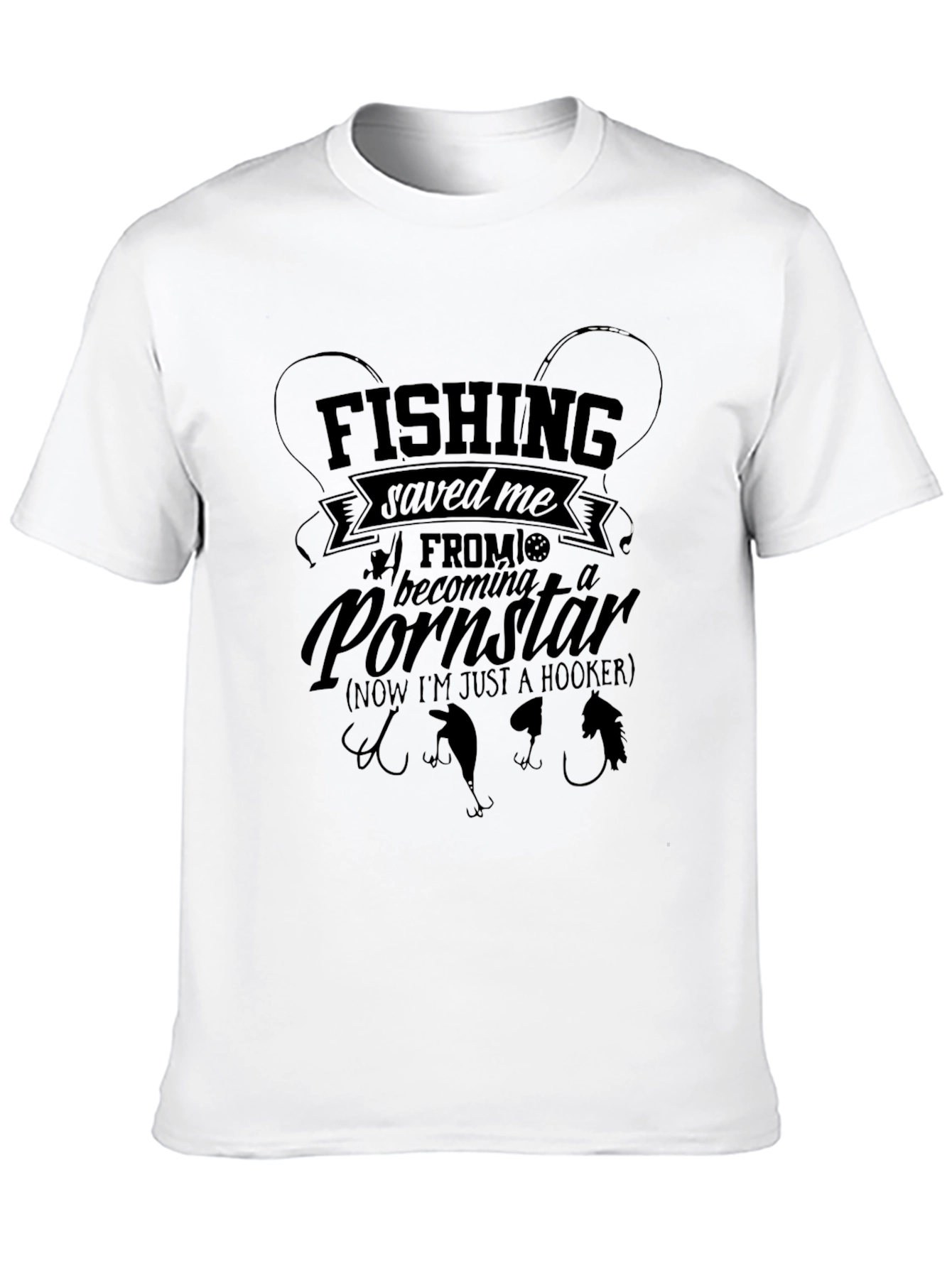 Black Fishing Saved Me Funny Graphic T-Shirt view 10