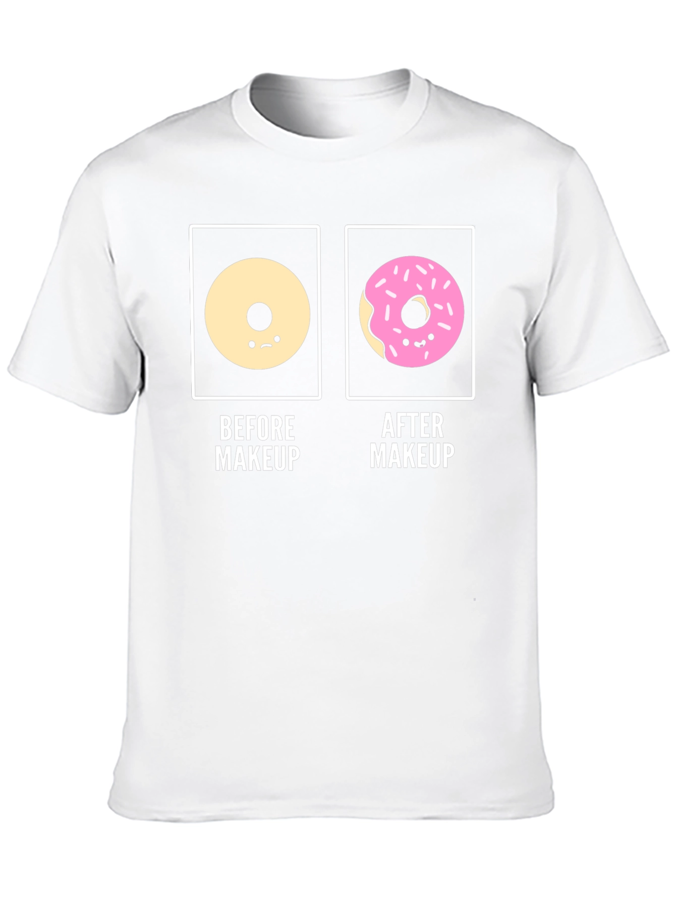 Black Donut Before & After Makeup Funny T-Shirt view 10