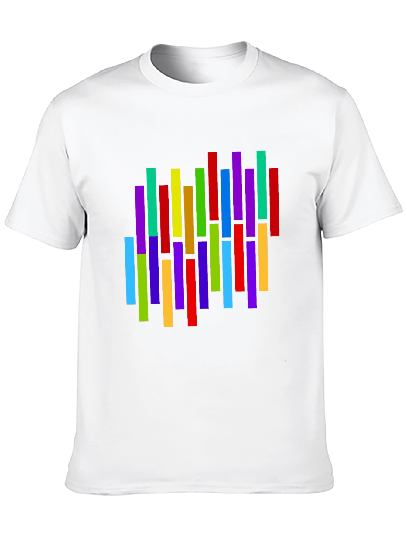 Black Colorful Vertical Stripes Graphic T-Shirt view 10